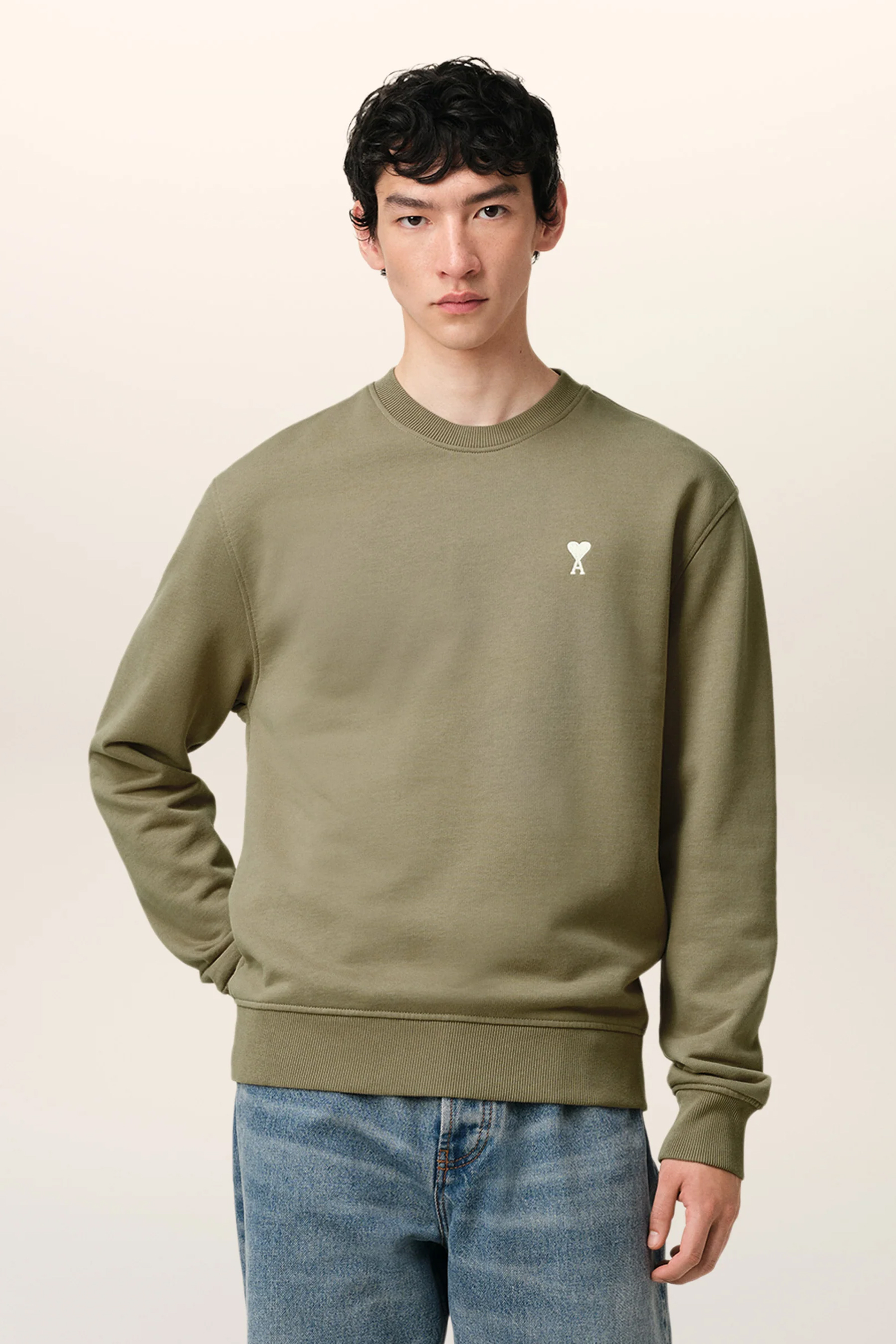 AMI PARIS Classic Fit Ami De Coeur Organic Cotton Fleece Sweatshirt