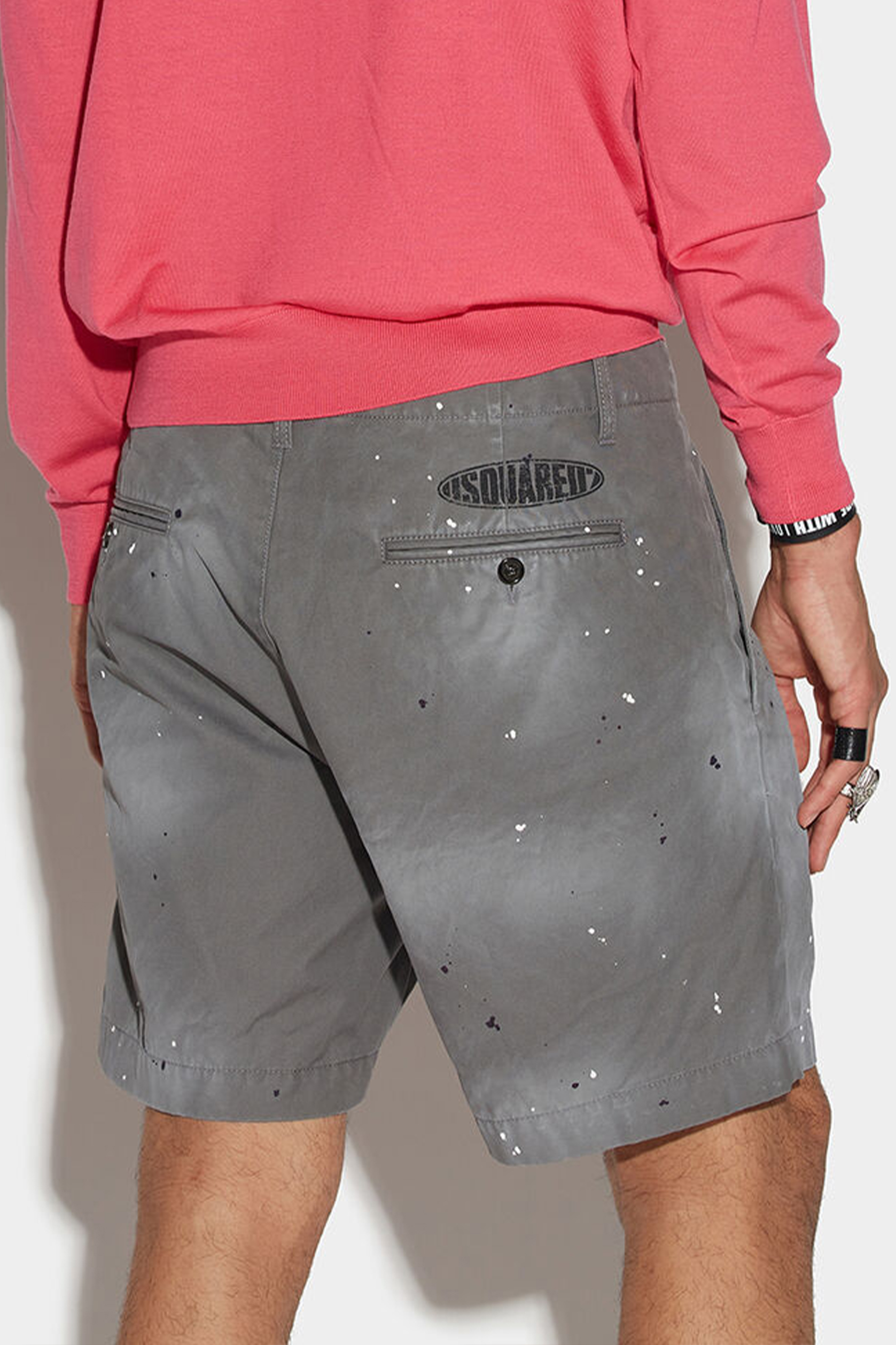 DSQUARED2 Paint Splatter Cotton & Linen Surfboard Shorts