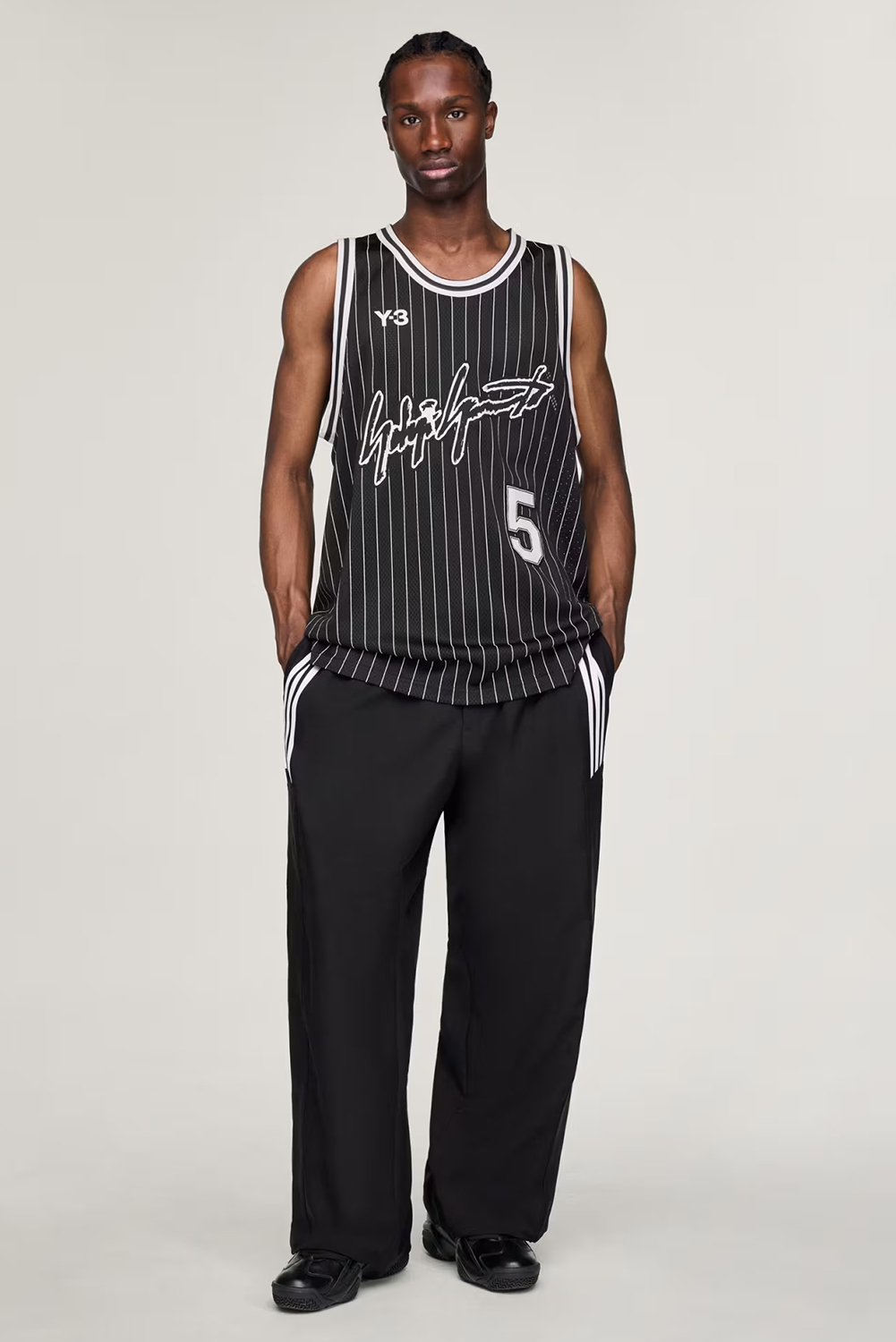 Y-3 Loose Fit Pinstripe Mesh Anthony Edwards Basketball Jersey