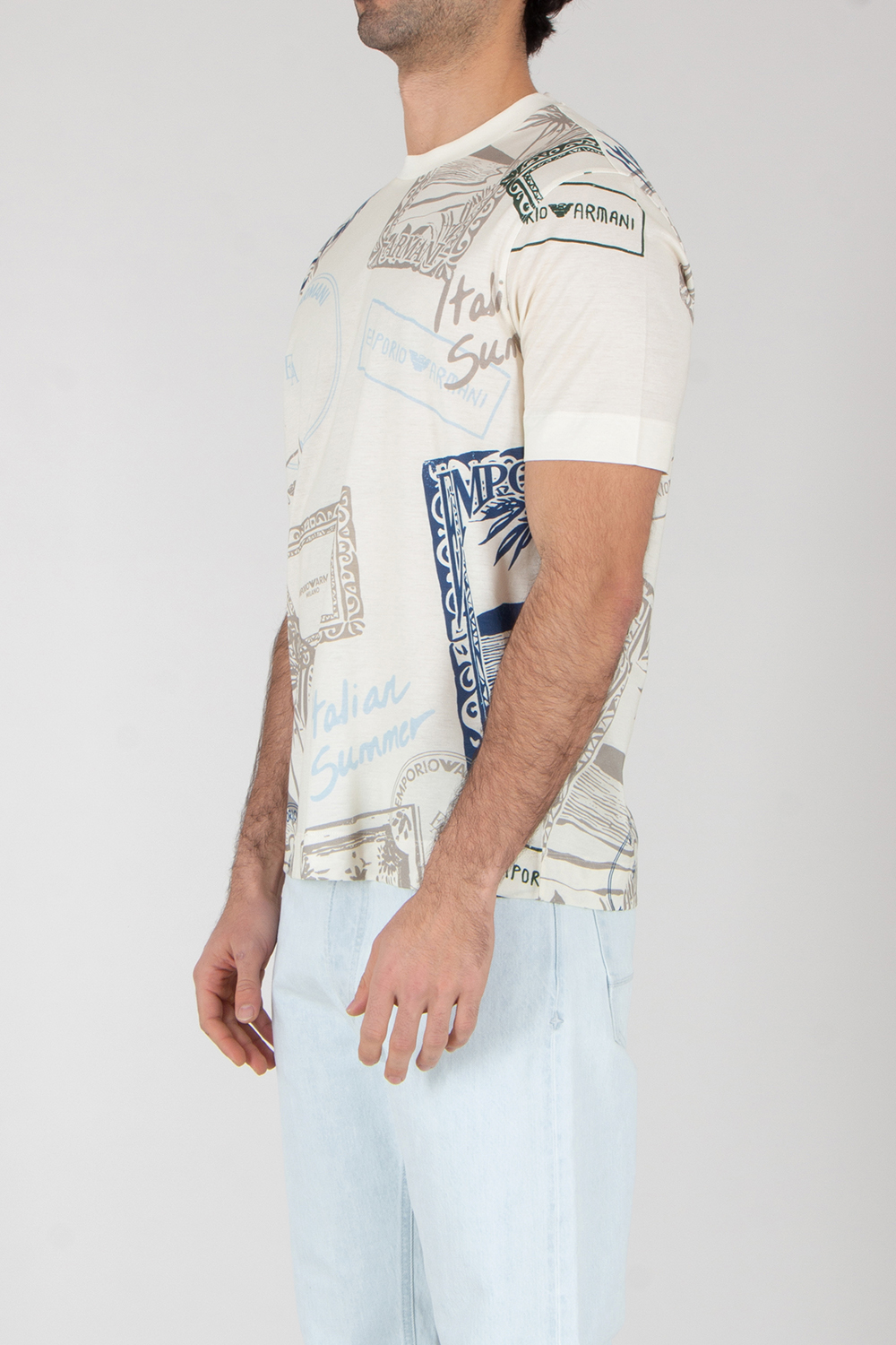 EMPORIO ARMANI Regular Fit Digital Print Lyocell-Cotton Jersey T-Shirt