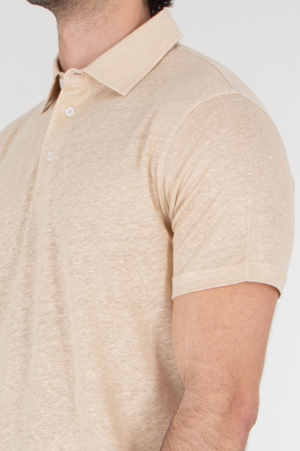 AURÉLIEN Slim Fit Linen Polo Shirt