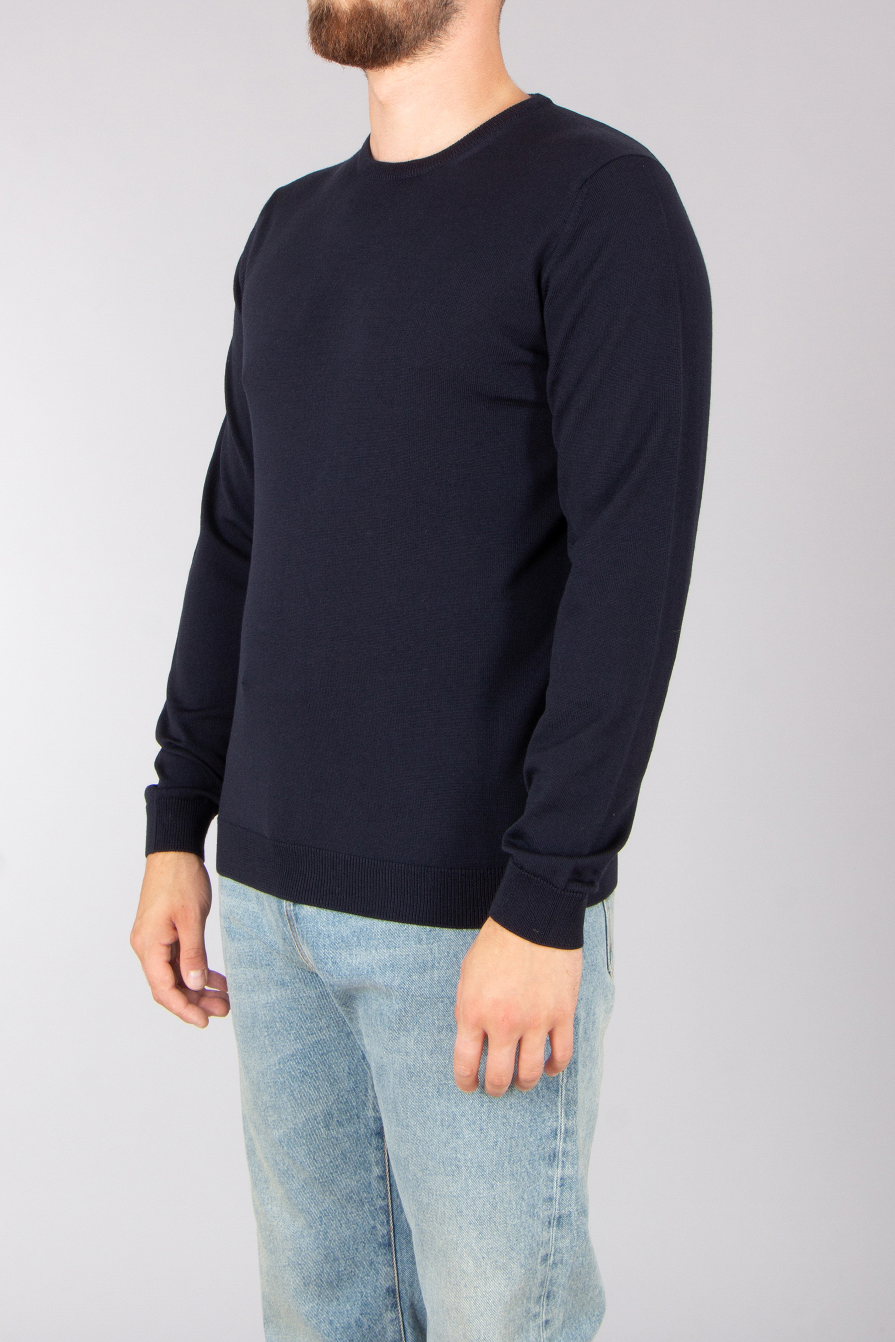 ROBERTO COLLINA Regular Fit Extra-Fine Wool Crew Neck Sweater Langarm, Ärmel, Pullover, Jeanshose, Person