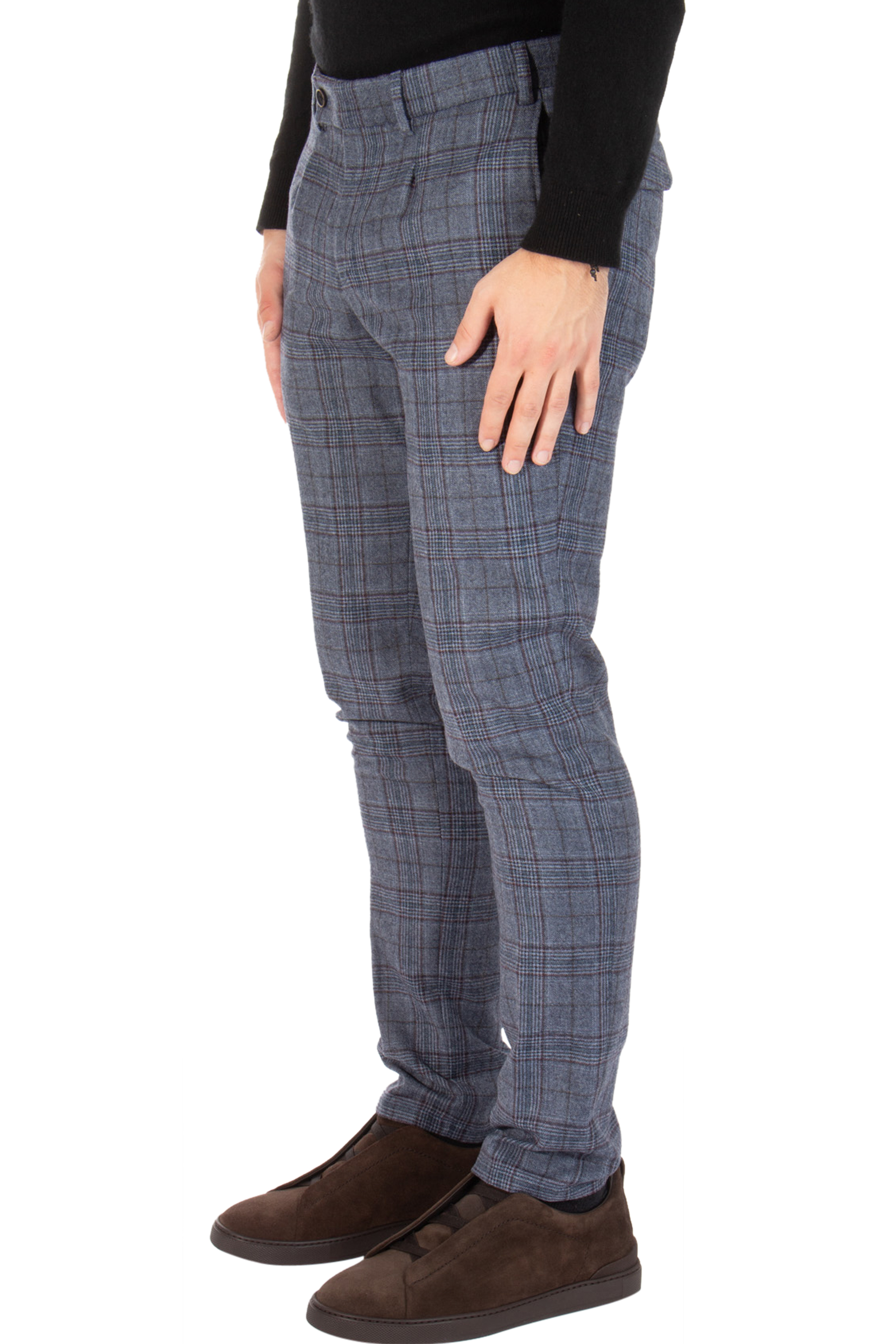 HILTL Checked Virgin Wool Flannel Pants Terzo
