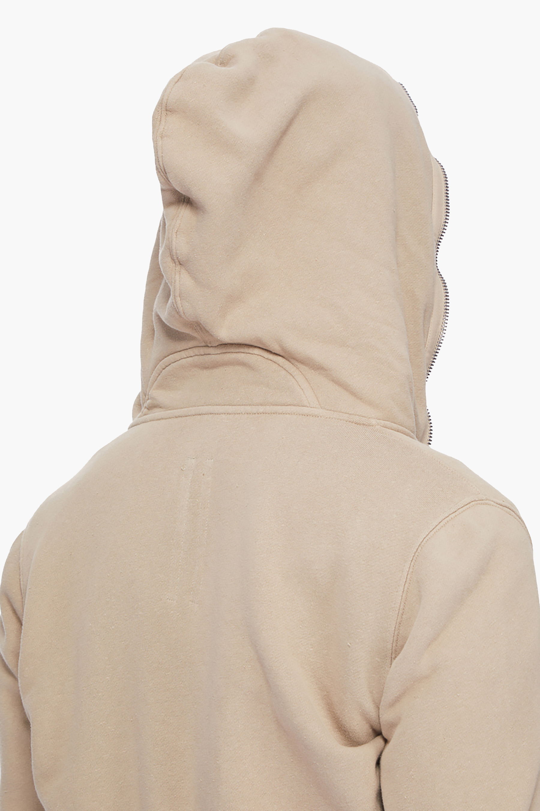 RICK OWENS DRKSHDW Large Fit Brushed Organic Cotton French Terry Gimp Zip-Up Hoodie Kapuze, Kapuzenpulli, Pullover, Sweatshirt, Person