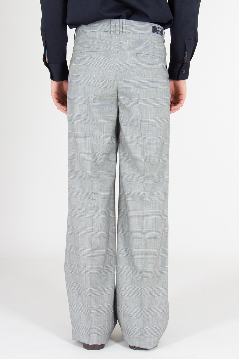 BALMAIN Straight Fit Prince Of Wales Check Virgin Wool Pants