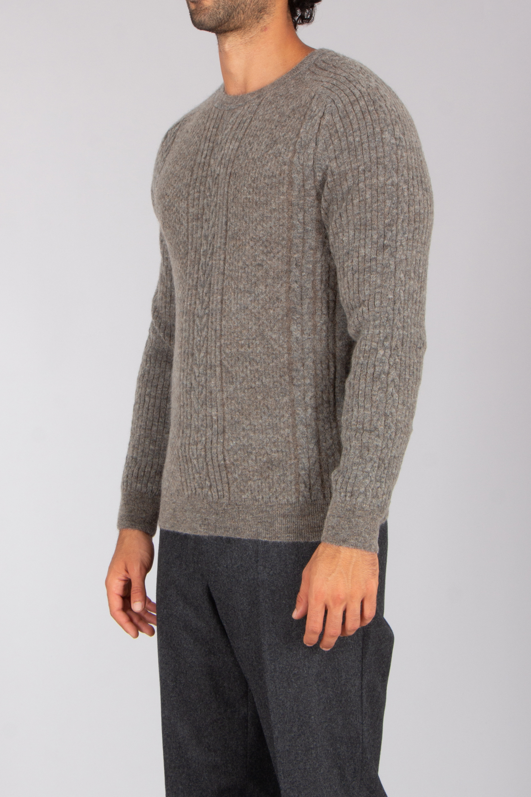 PAL ZILERI Regular Fit For-All Archive Cable Knit Alpaca Blend Crew Neck Sweater Bekleidung, Strickwaren, Pullover