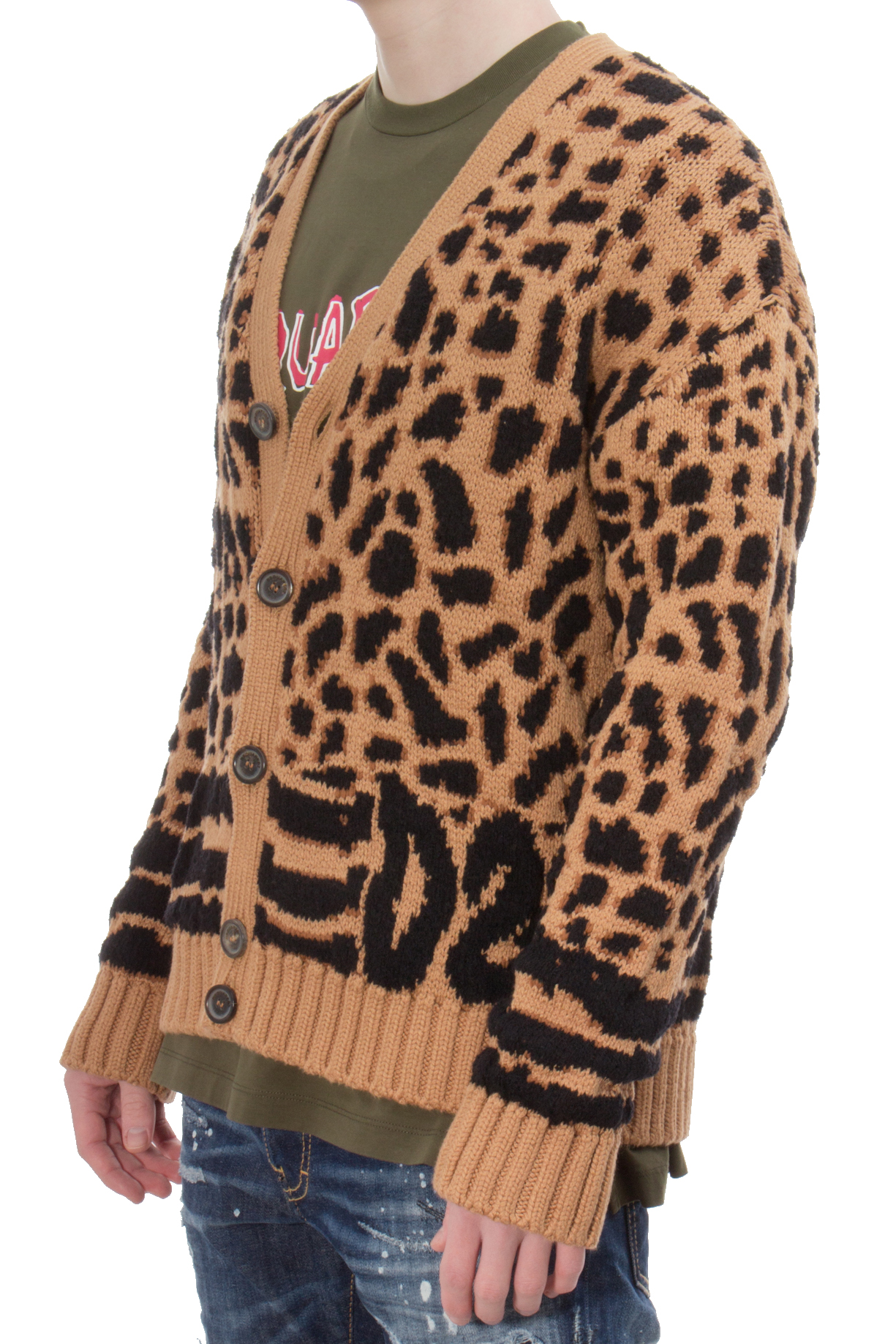 DSQUARED2 Leopard Wool Blend Cardigan DSQUARED2 Leopard Wool Blend Cardigan