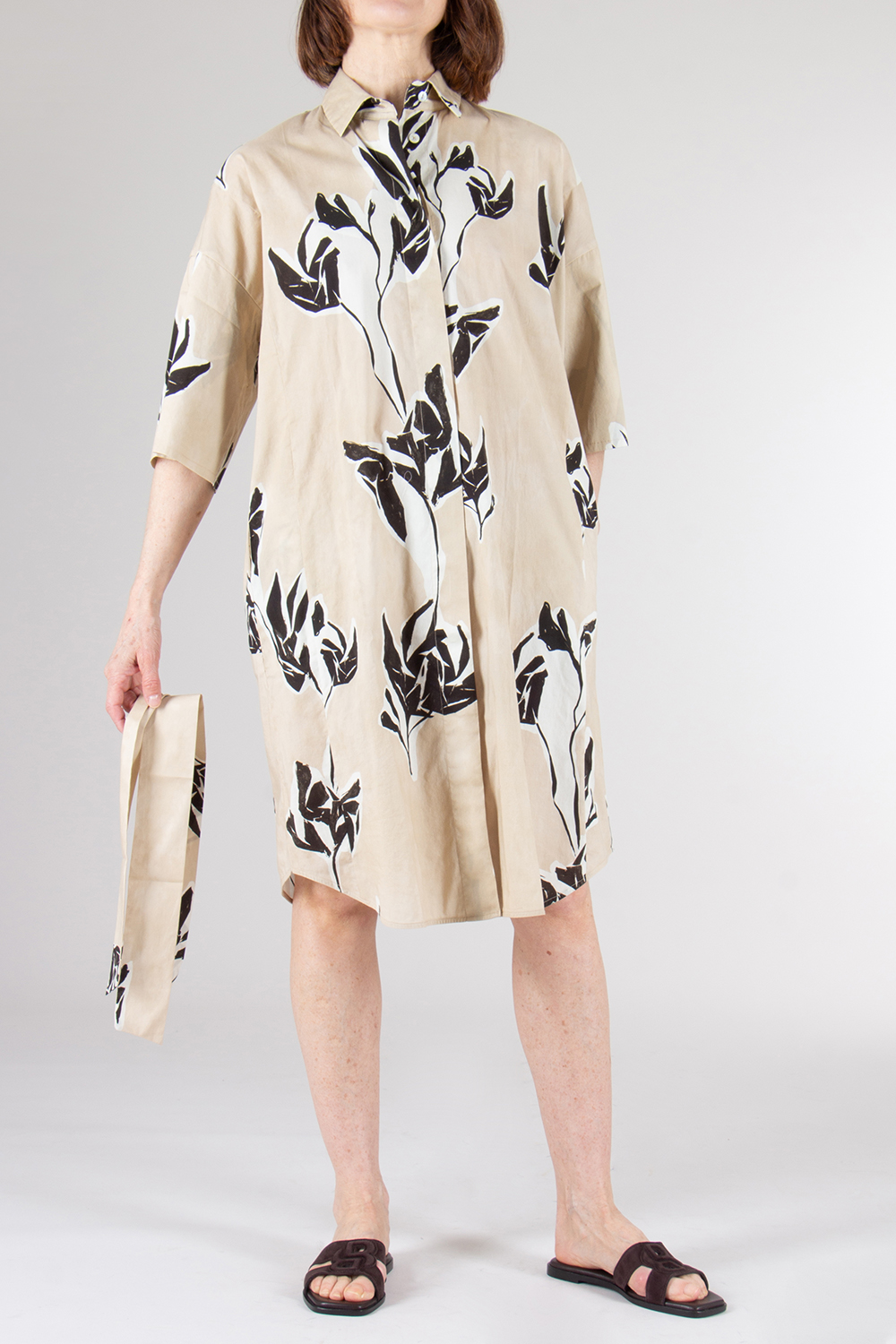 0039 ITALY Relaxed Fit Cotton Shirt Dress Derby