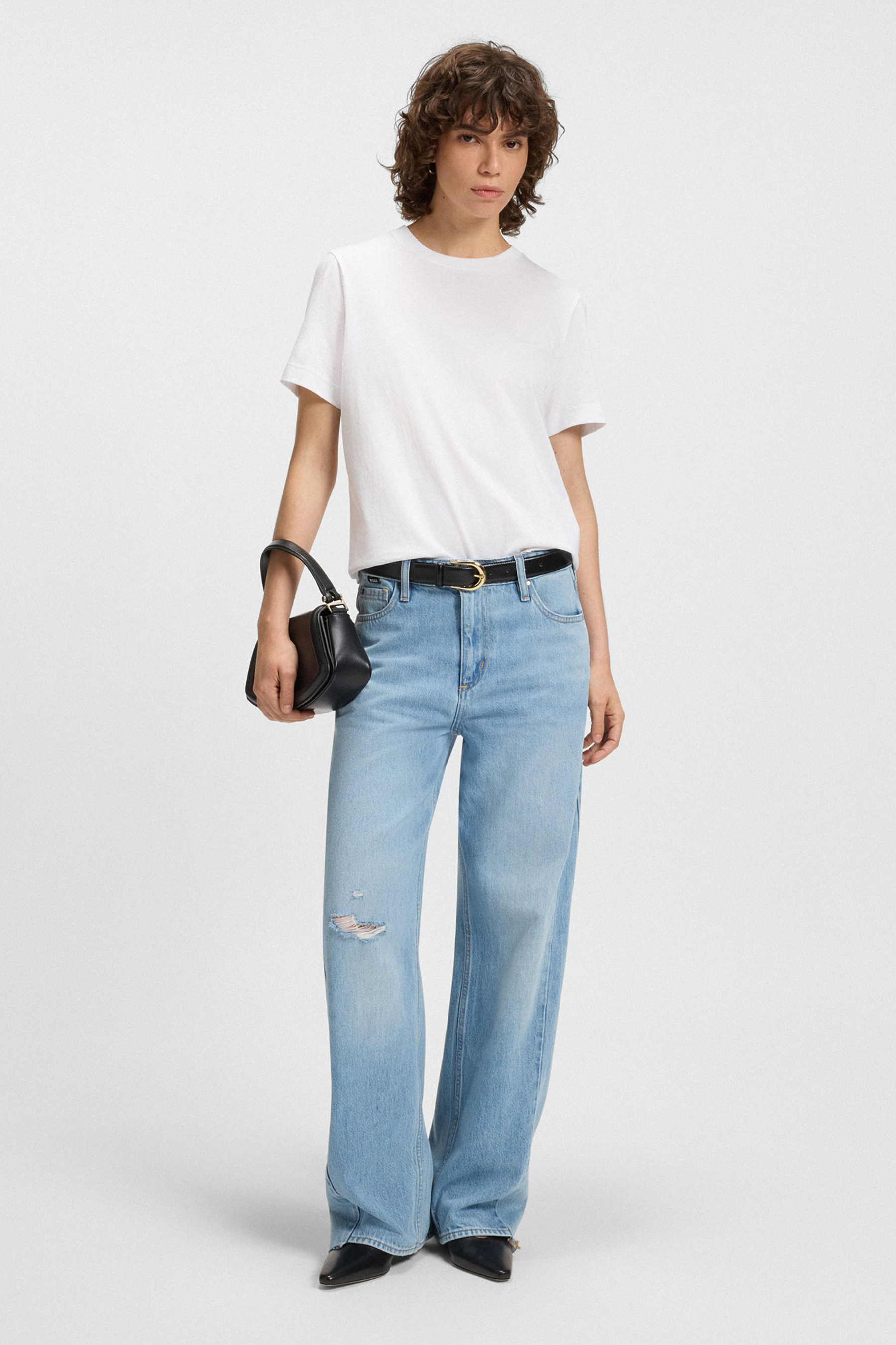 BOSS Loose Fit Cotton Jersey T-Shirt Ecosa Bekleidung, Hosen, Jeans, Zubehör, Gürtel