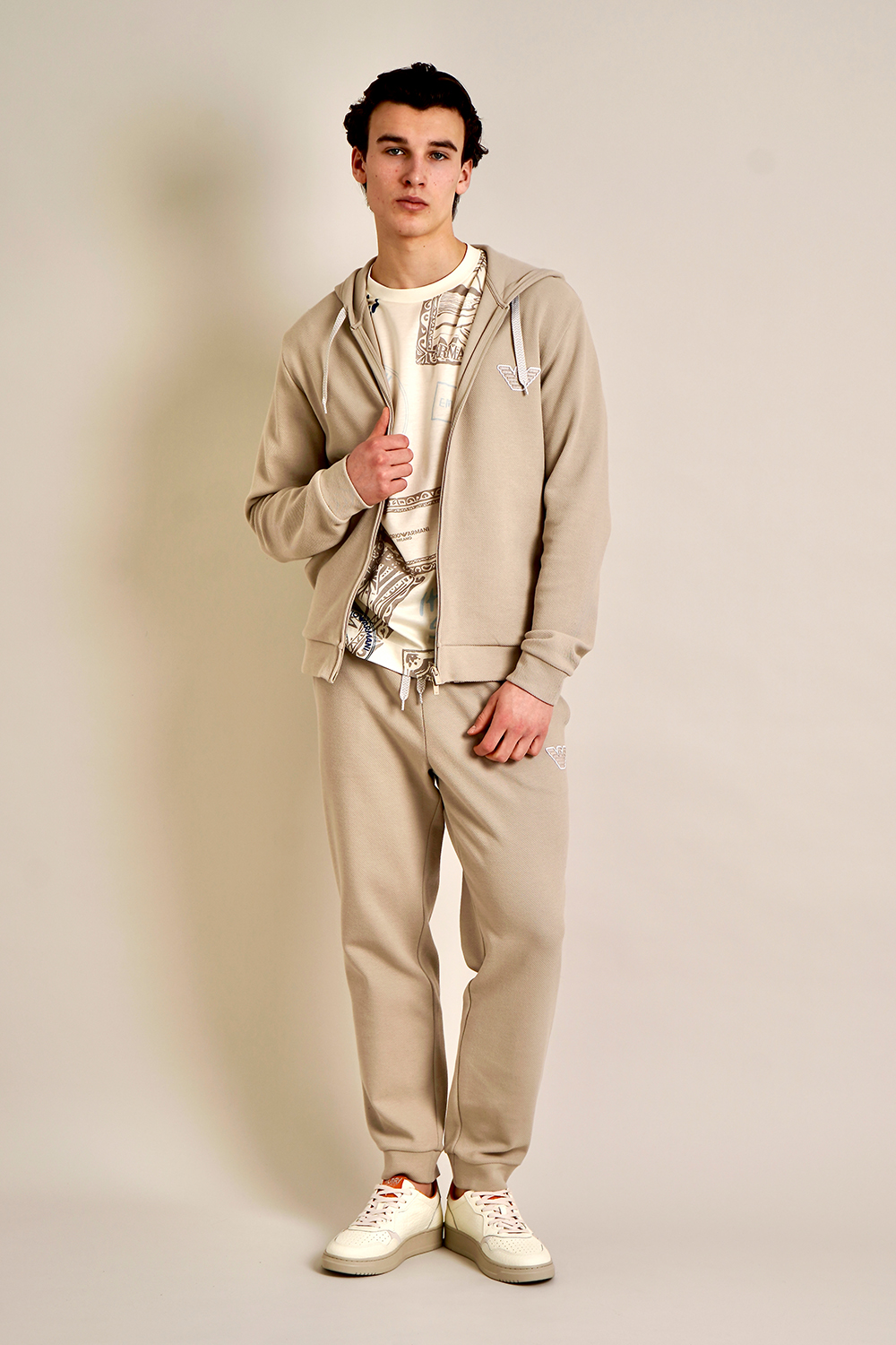 EMPORIO ARMANI Relaxed Fit Cotton Blend Stretch Jersey Loungewear Pants