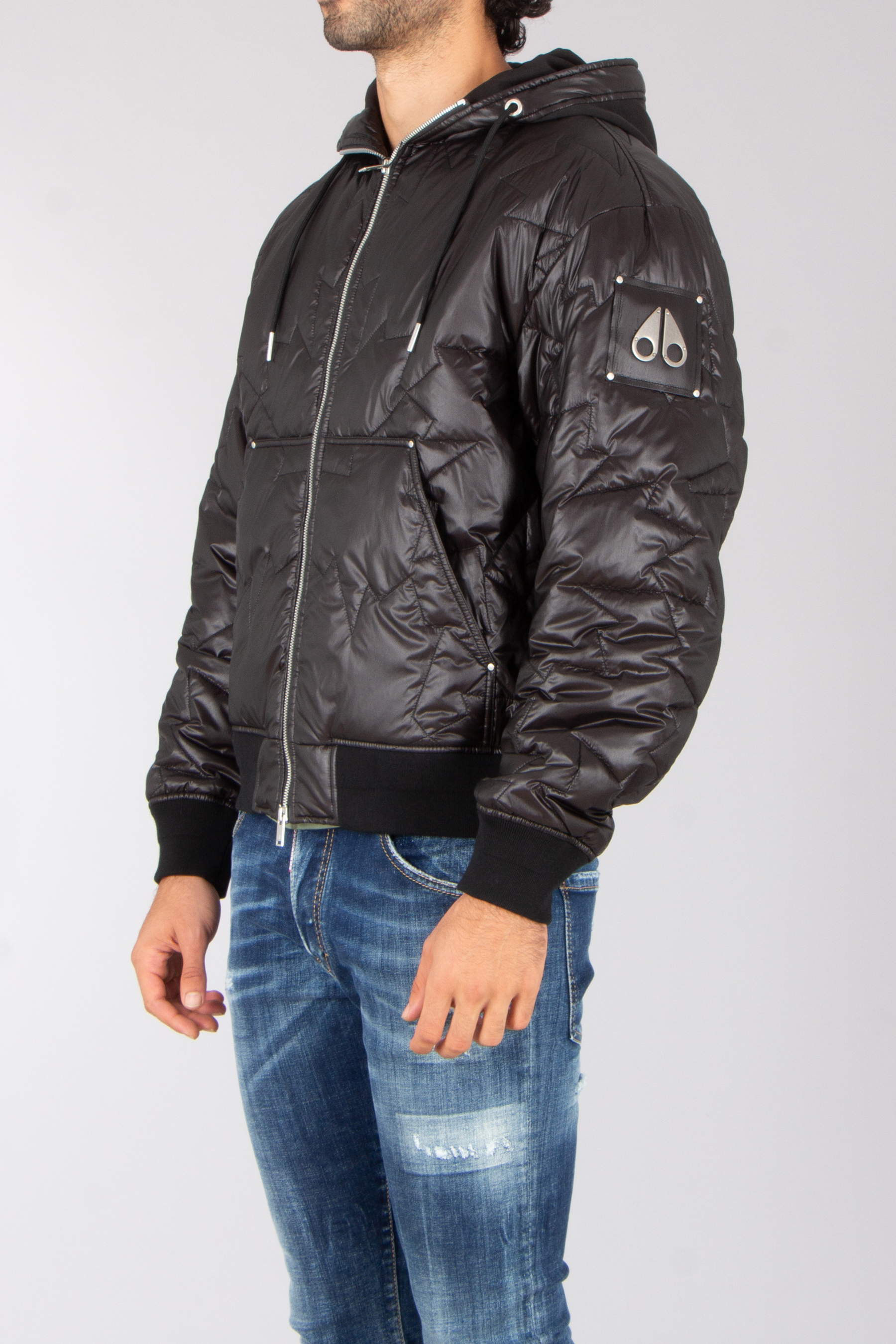 MOOSE KNUCKLES Regular Fit Icon Leaf Quilt Nylon Ripstop Bomber Jacket Bekleidung, Mantel, Jacke, Jeans, Hosen