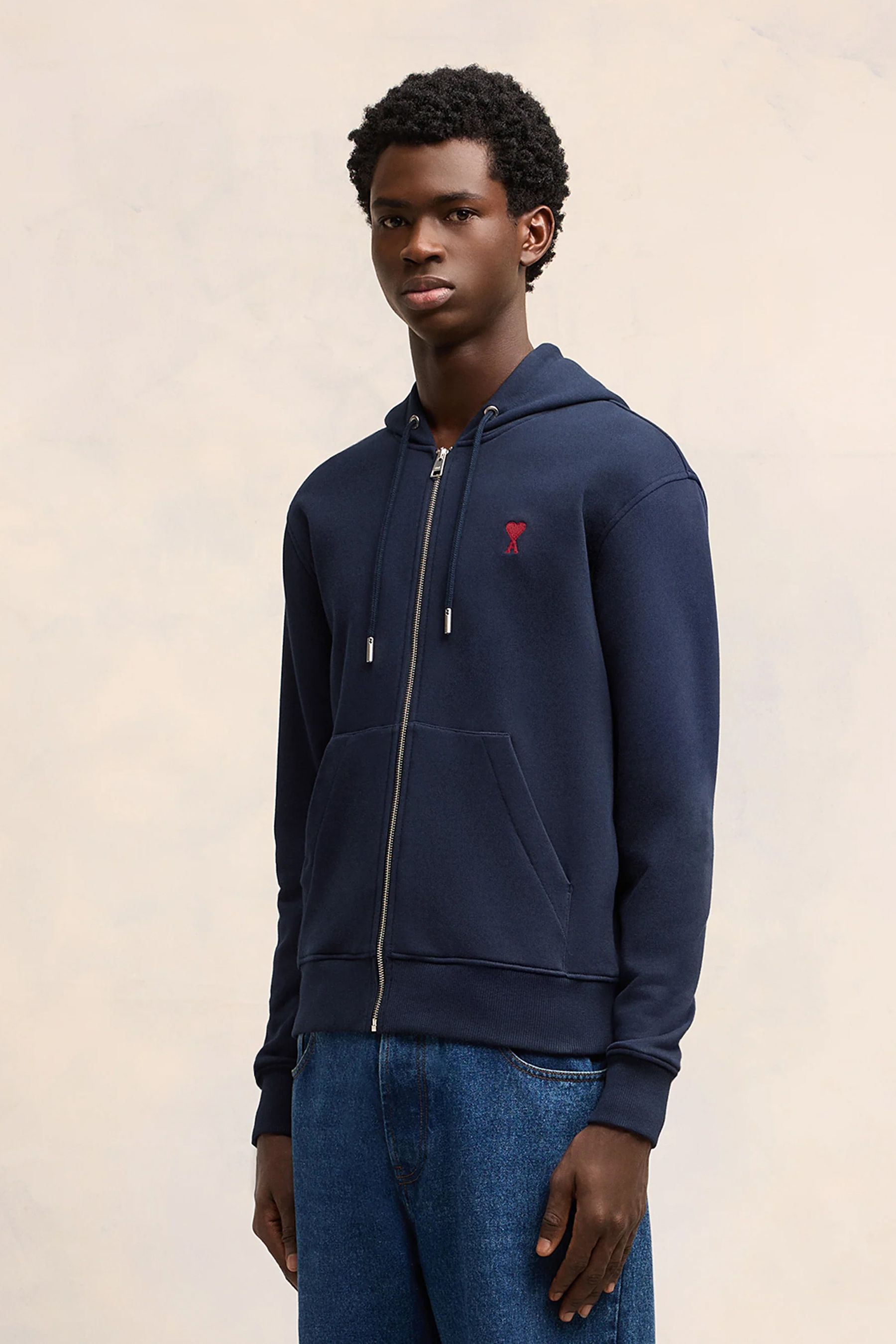 AMI PARIS Classic Fit Ami De Coeur Organic Cotton Zip-Up Hoodie AMI PARIS Classic Fit Ami De Coeur Organic Cotton Zip-Up Hoodie