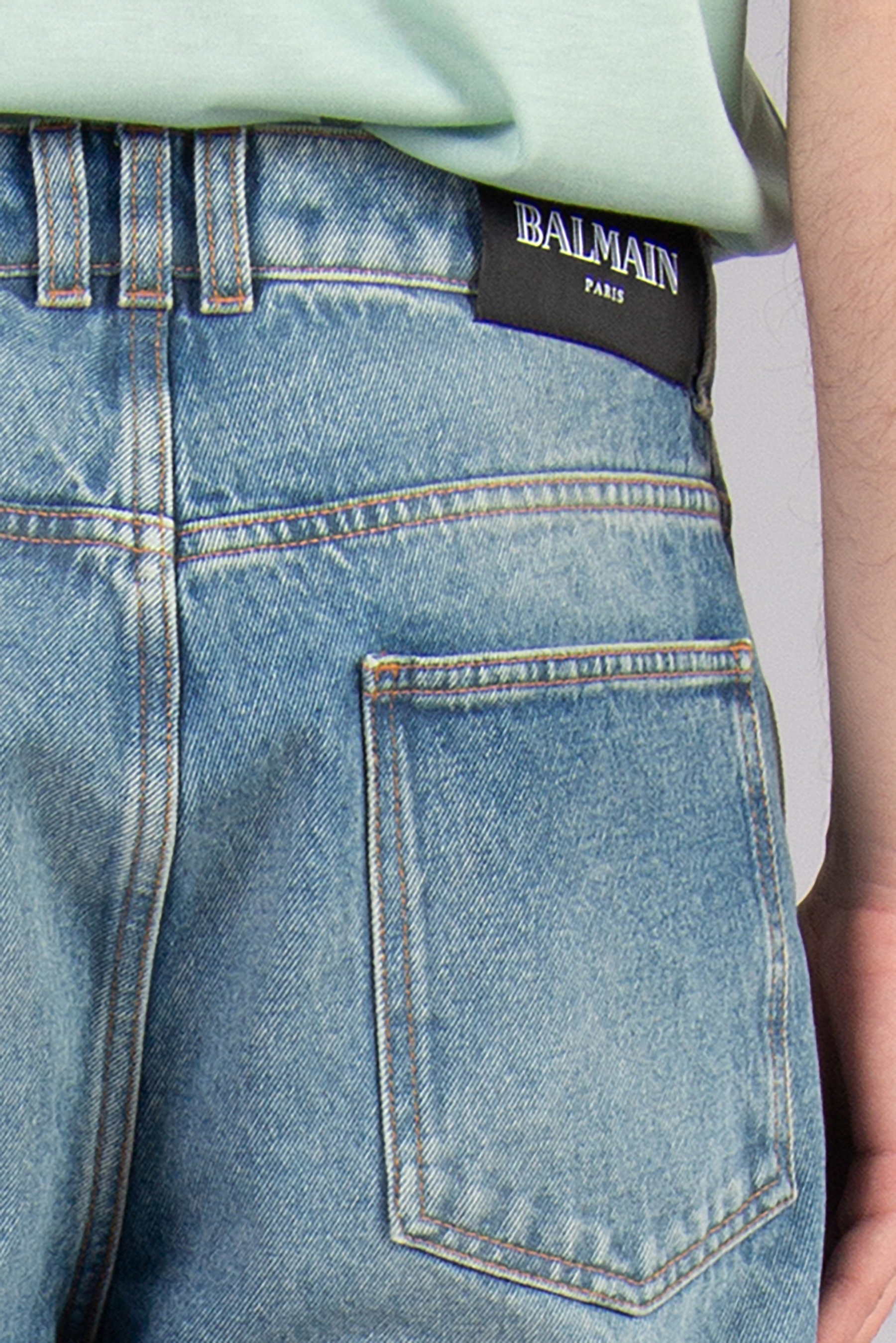 BALMAIN Regular Fit Cotton Denim Jeans