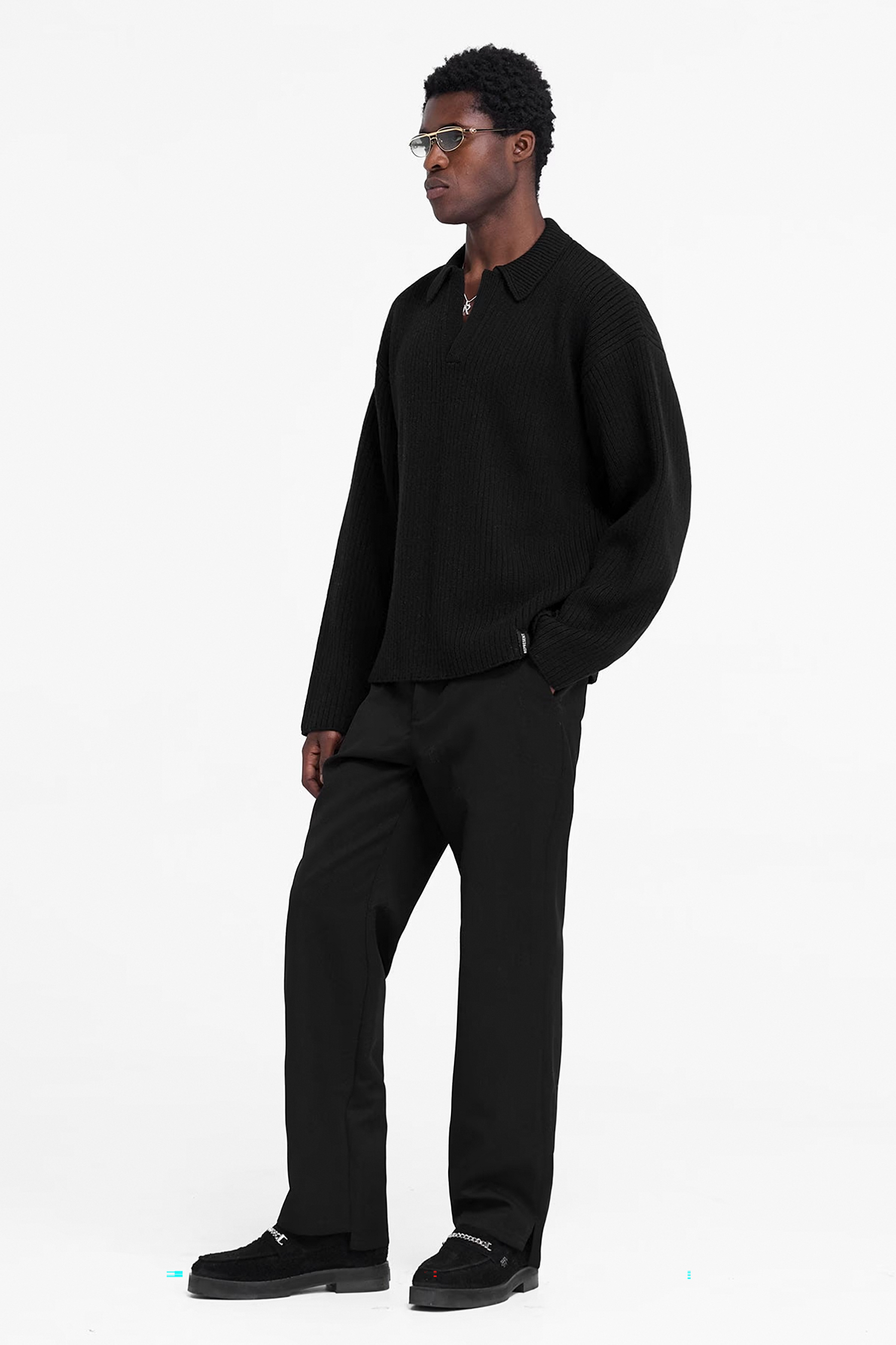 REPRESENT Ribbed Wool Blend Knit Polo REPRESENT Ribbed Wool Blend Knit Polo