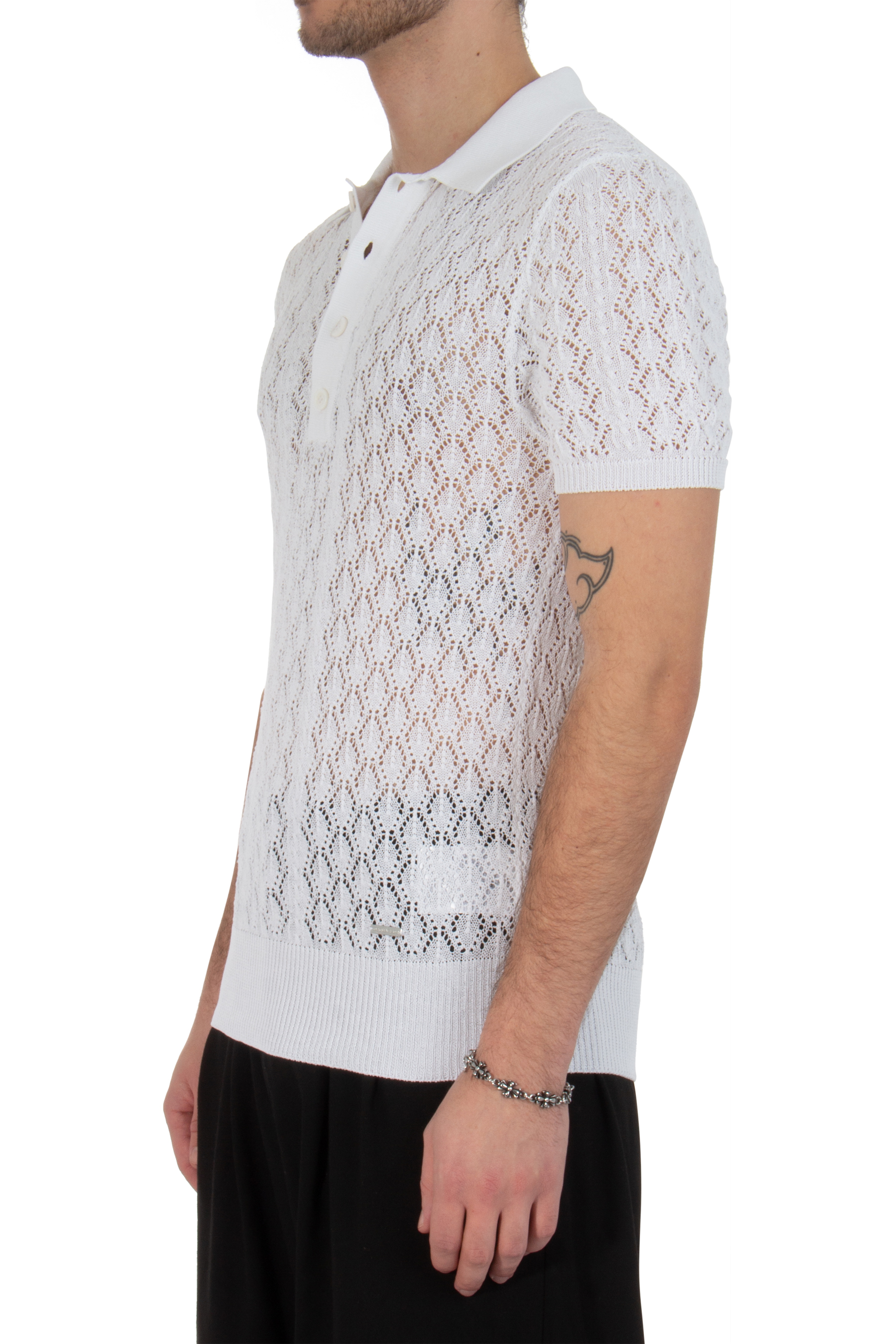 DSQUARED2 Knitted Openwork Cotton Polo Shirt