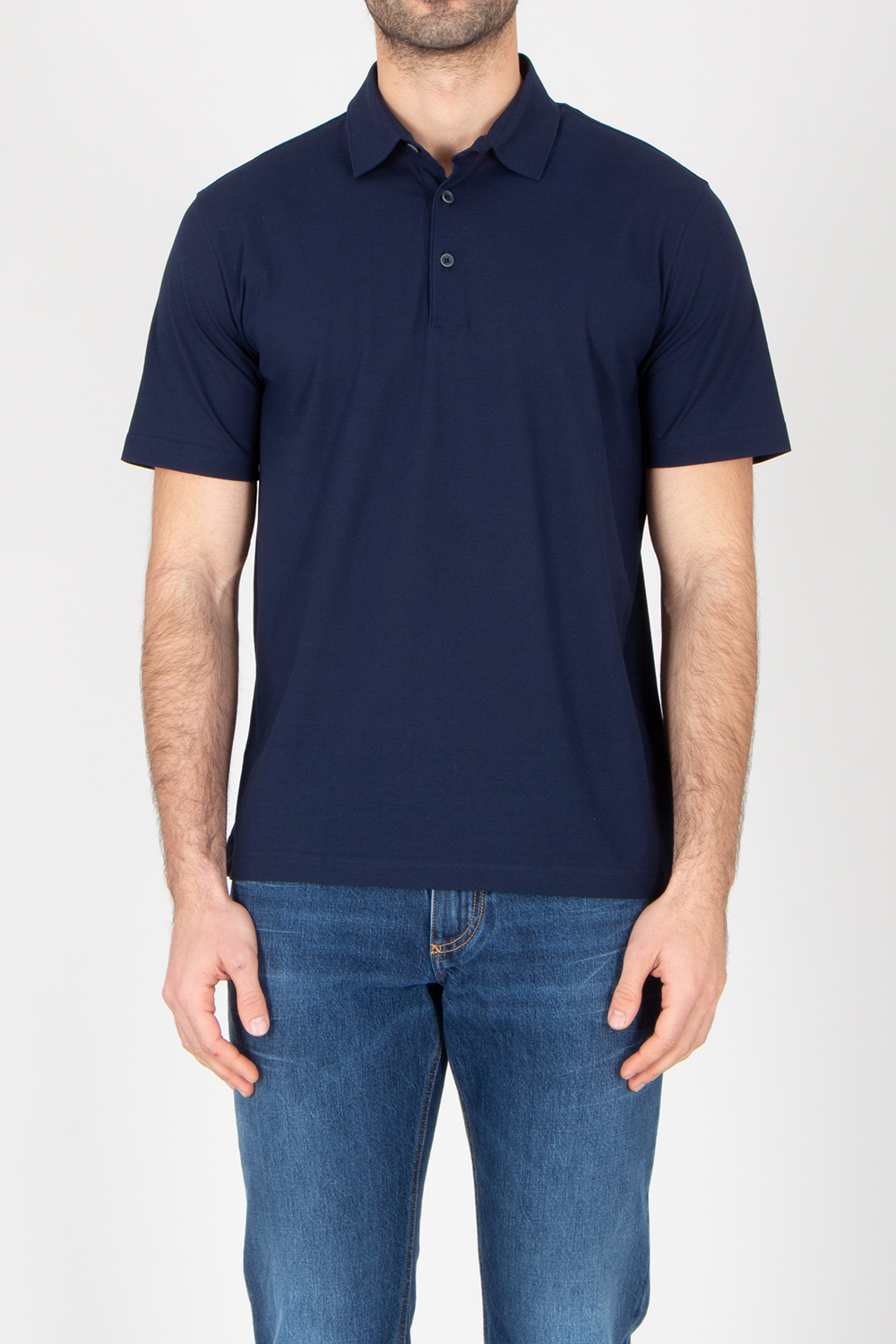 HERNO Regular Fit Voile Crêpe Jersey Polo Shirt