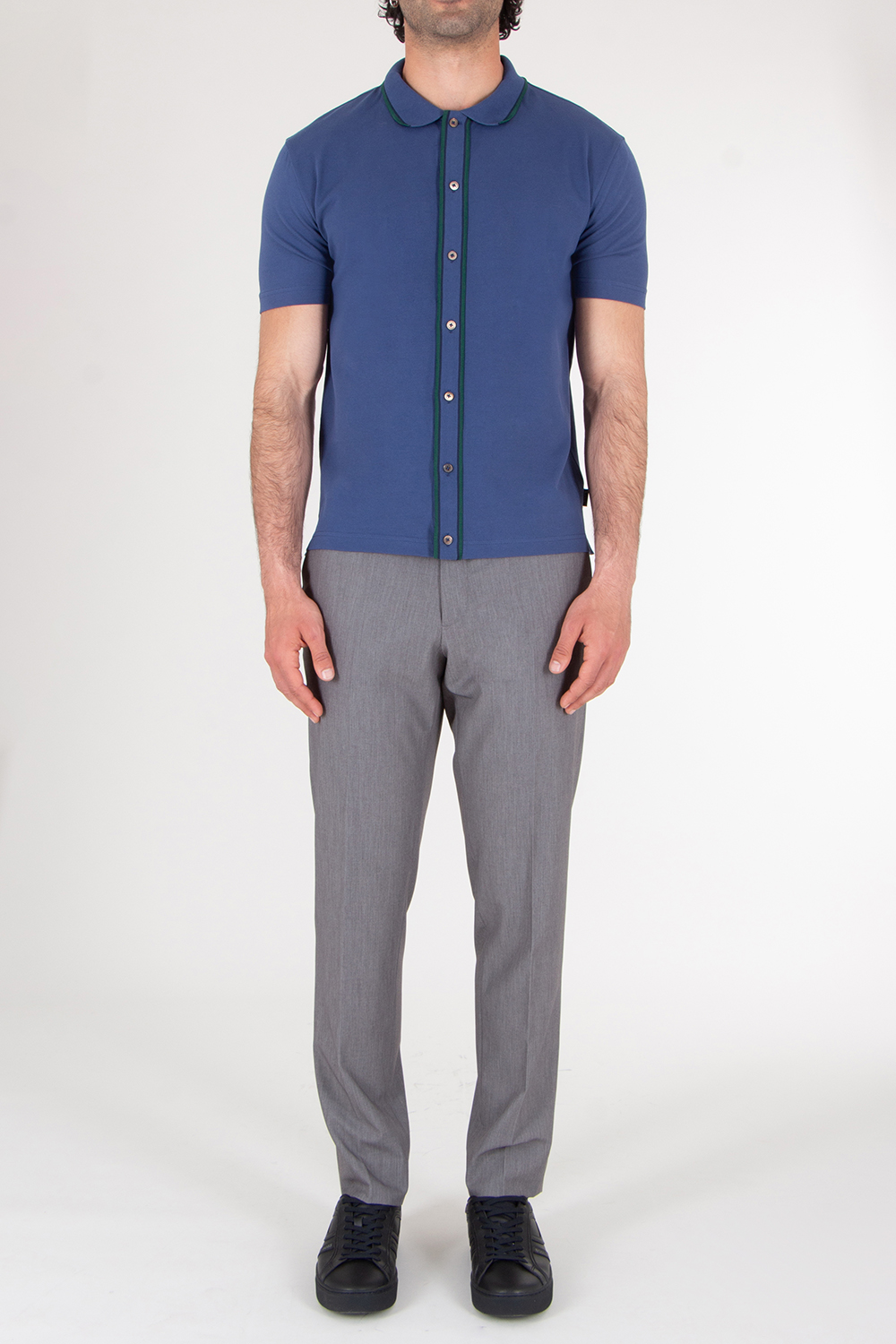PAUL SMITH Mid Blue Button-Through Polo Shirt