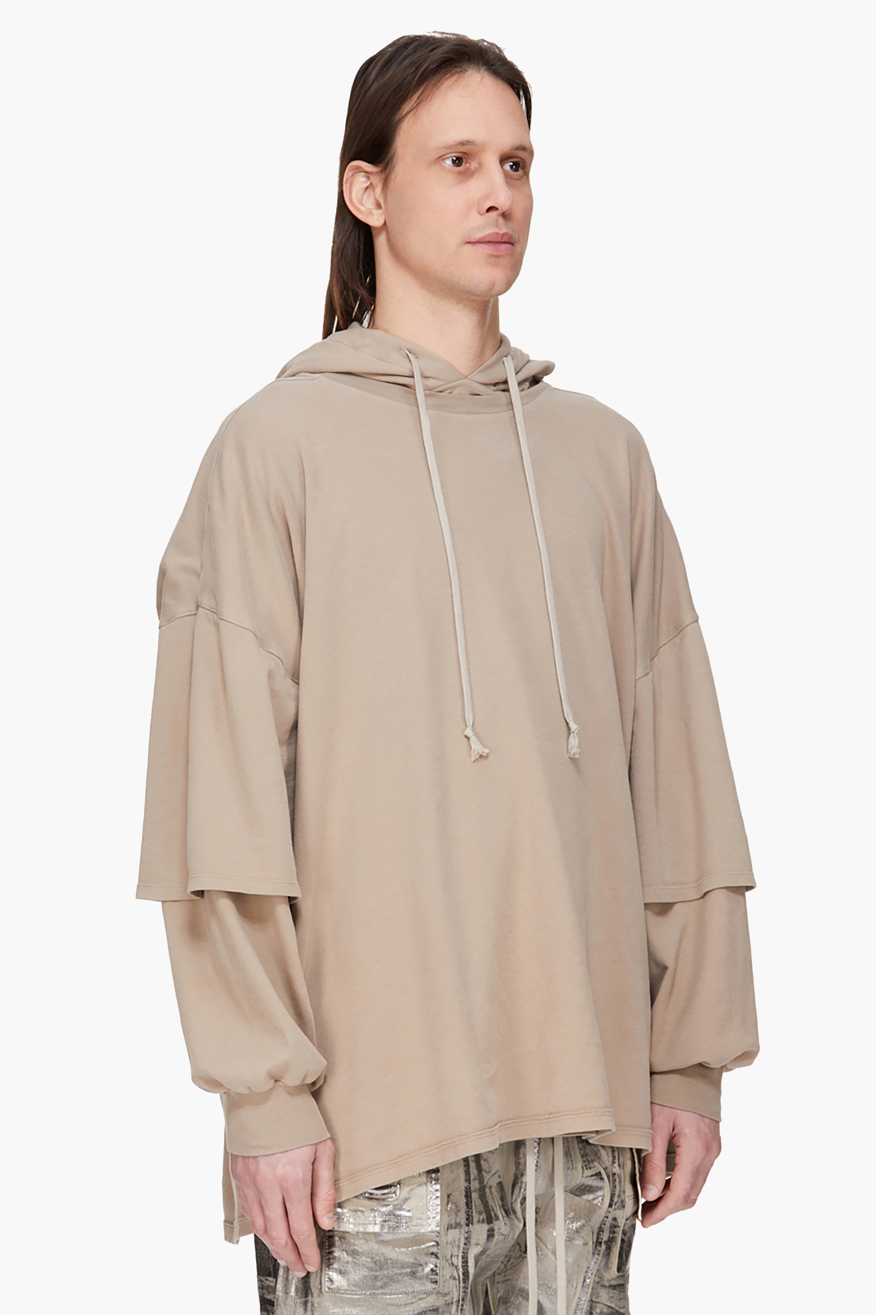 RICK OWENS DRKSHDW Jumbo Oversized Fit Double Brushed Organic Cotton Jersey Tommy Hustler Hoodie Pulli, Sweatshirt, Fleece, Kapuzenpulli, Langarm