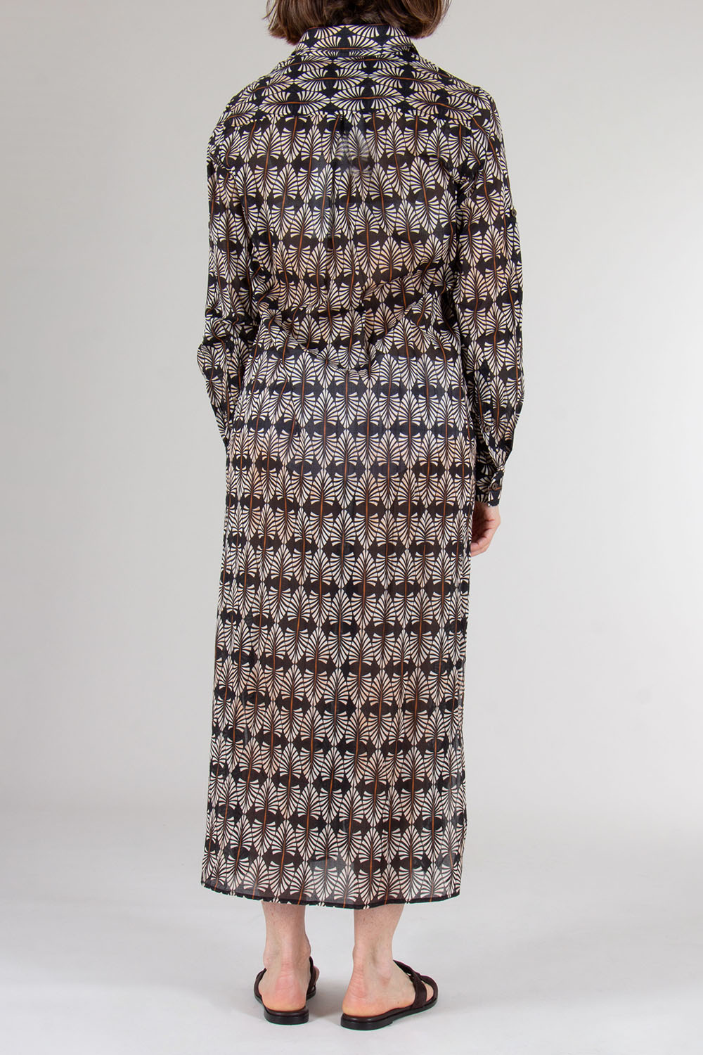 0039 ITALY Long Patterned Shirt Dress Taya