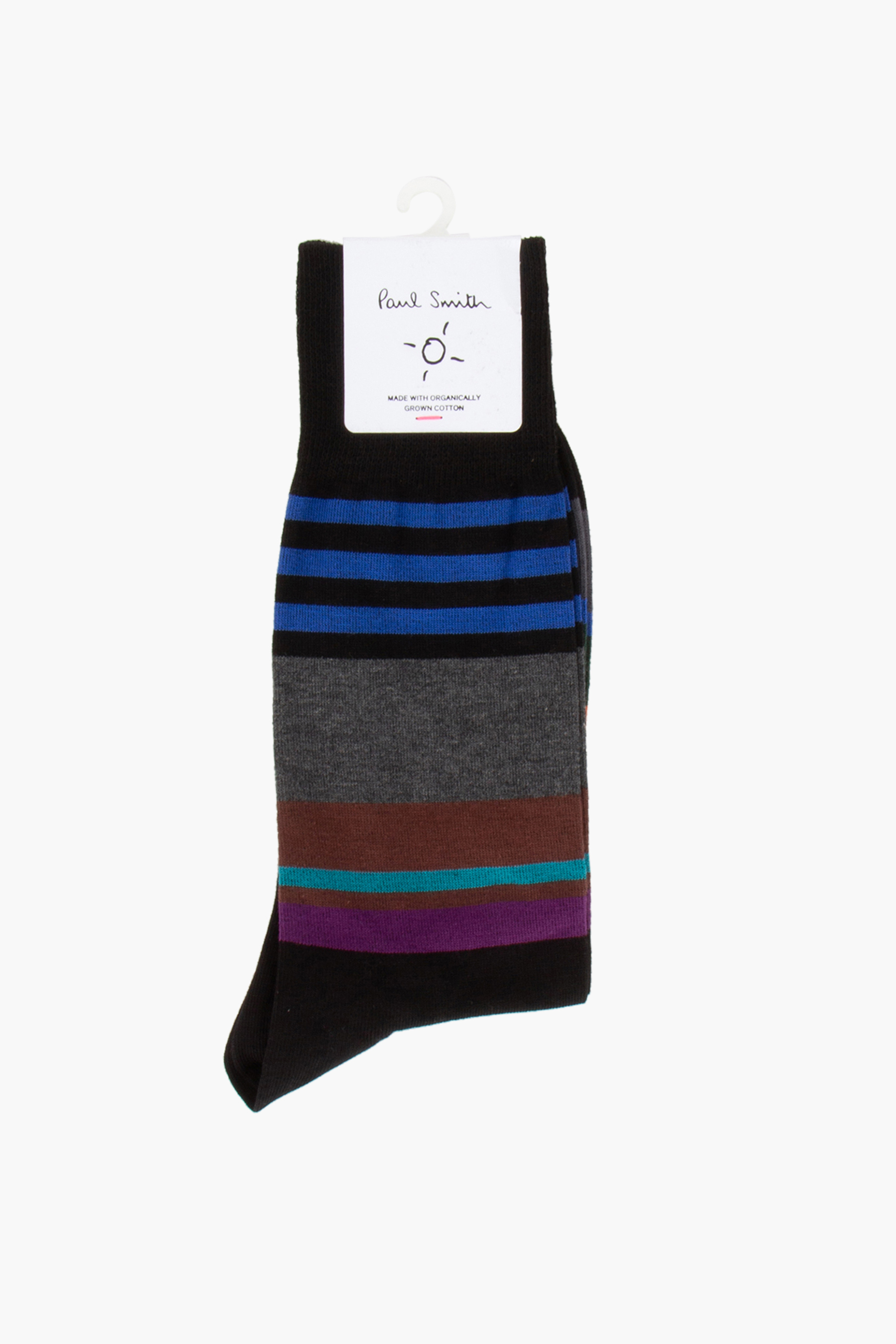 PAUL SMITH Leon Stripe Organically Grown Cotton Blend Stretch Socks