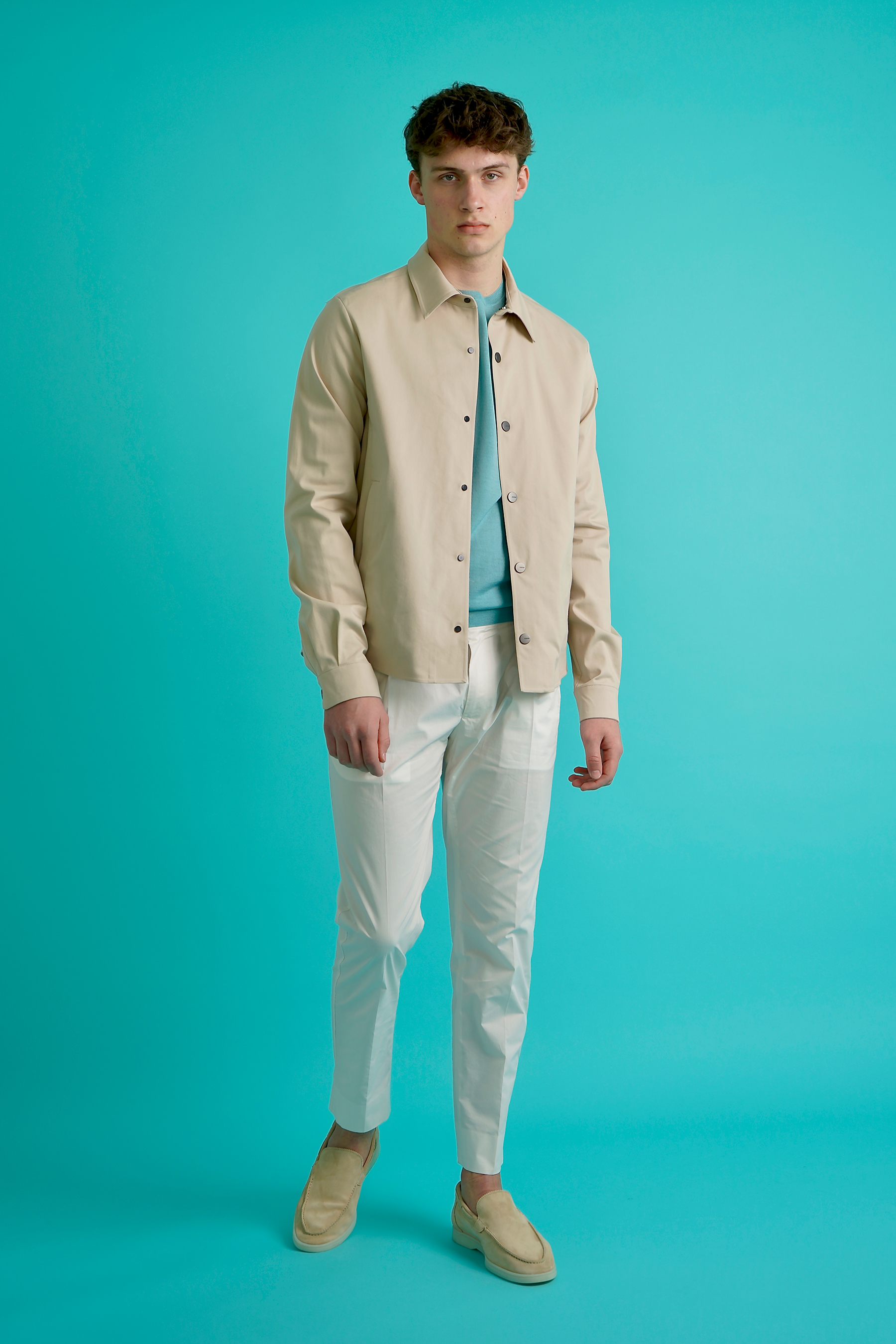 RRD Relaxed Fit Cotton Blend Stretch Denim Marina Overshirt Jkt Hemd, Mantel, Person, Stehend, Mann