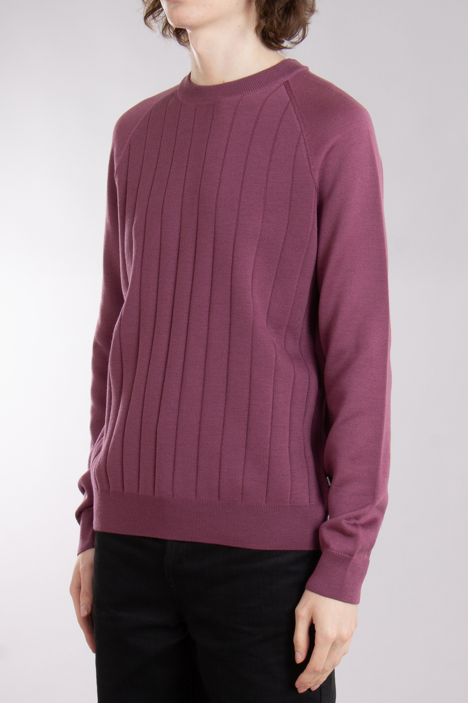 BOSS Striped Virgin Wool-Lyocell Blend Sweater H-Belugo BOSS Striped Virgin Wool-Lyocell Blend Sweater H-Belugo