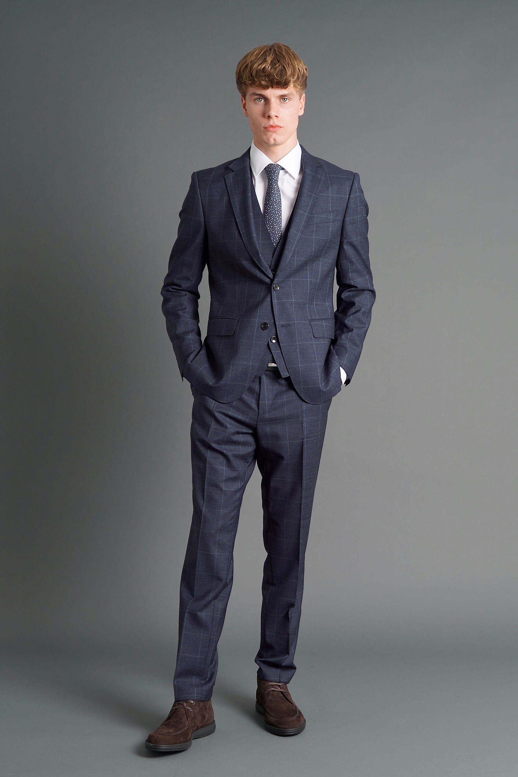 BOSS Virgin Wool Slim Fit Checked Suit BOSS Virgin Wool Slim Fit Checked Suit