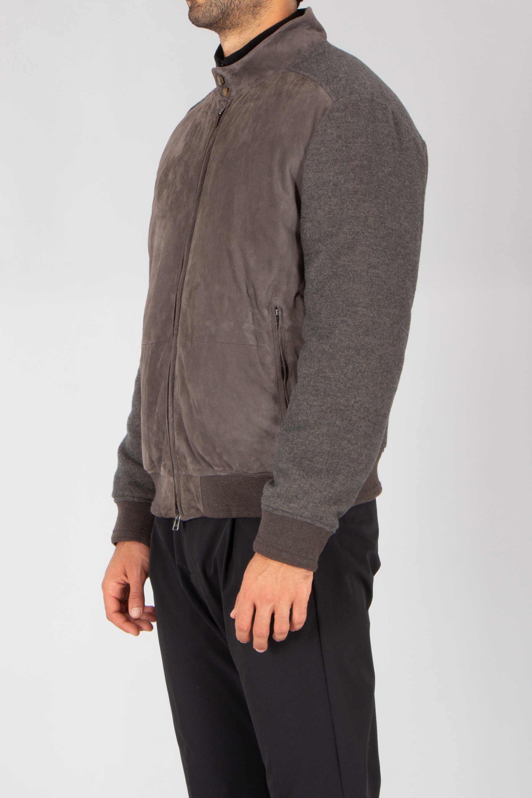 CANALI Regular Fit Lamb Suede & Wool-Cashmere Blend Bomber Jacket Mantel, Jacke, Langarm, Mann, Person