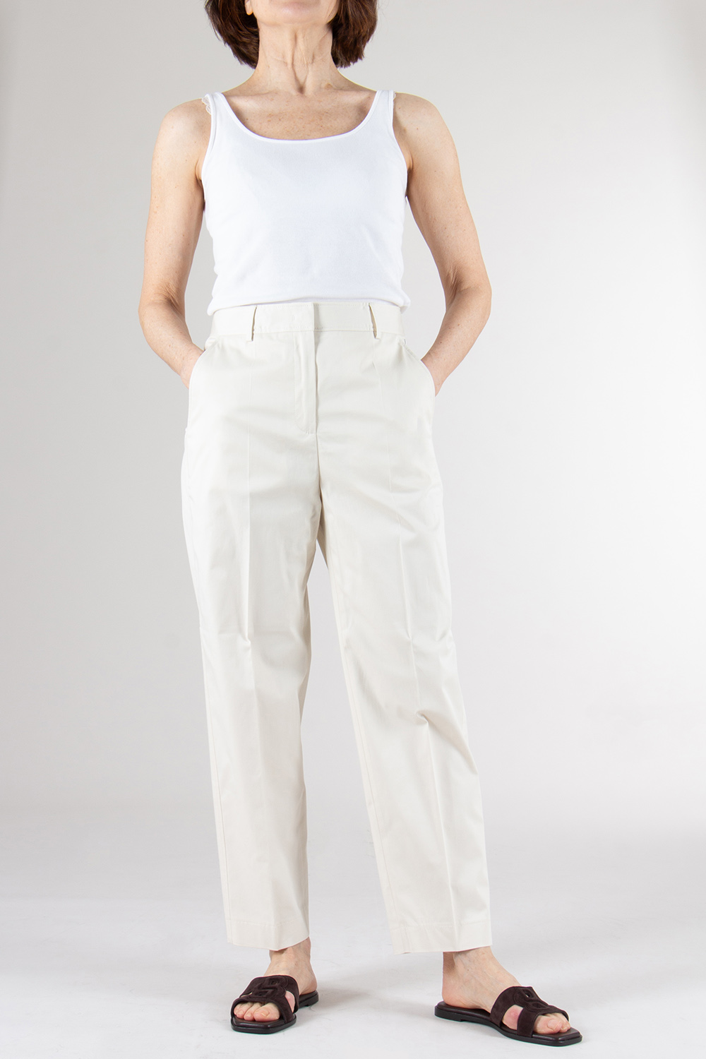 BOSS Straight Leg Stretch Cotton Trousers