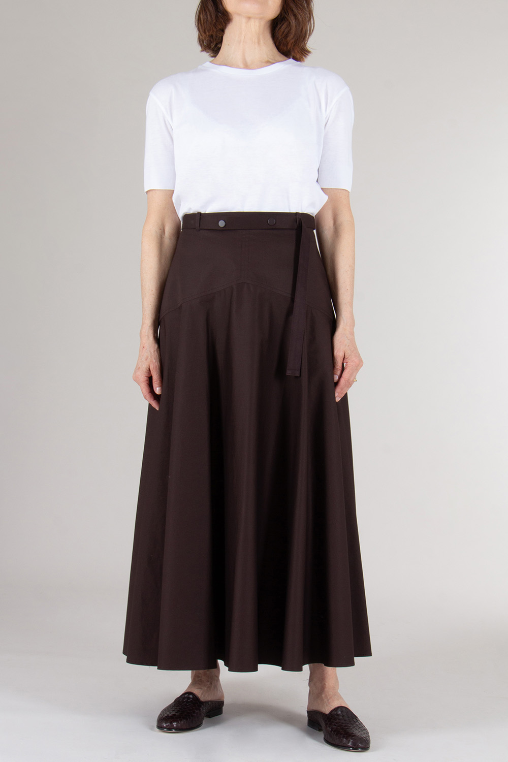 BOSS Flared Belted Cotton Poplin Skirt