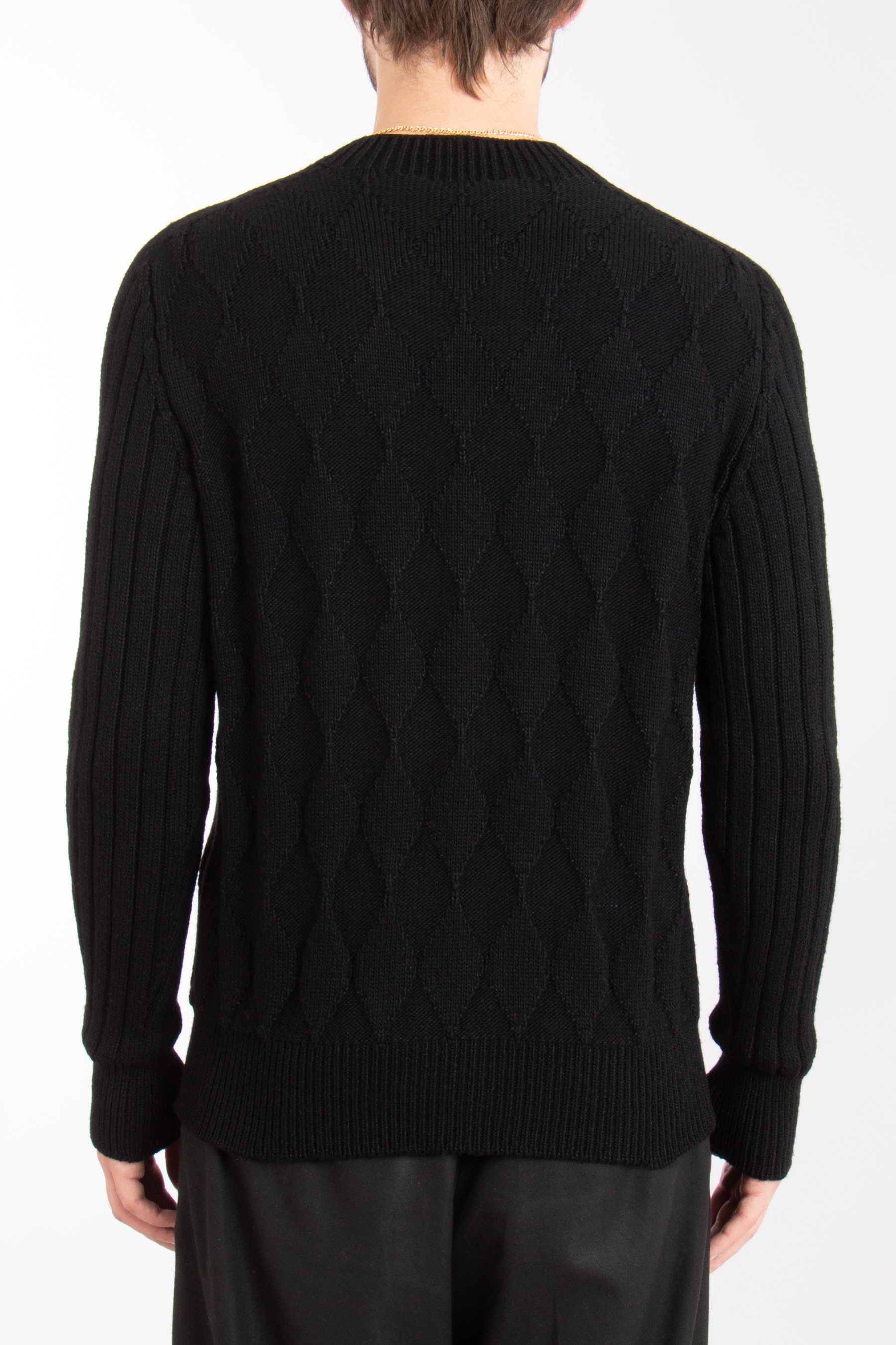 BALMAIN Checked Wool Blend Knit Sweater BALMAIN Checked Wool Blend Knit Sweater