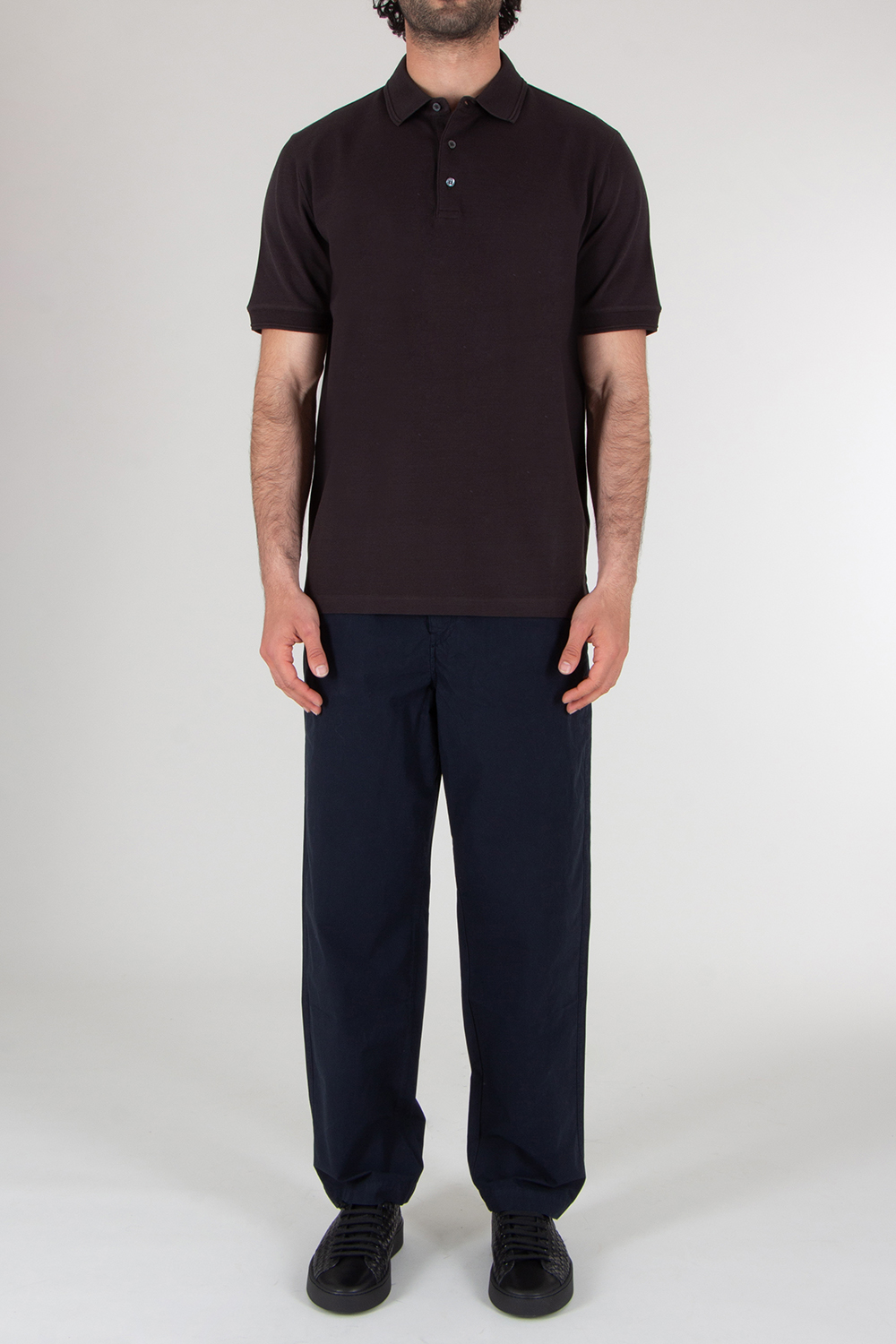 CANALI Regular Fit Textured Cotton Polo Shirt