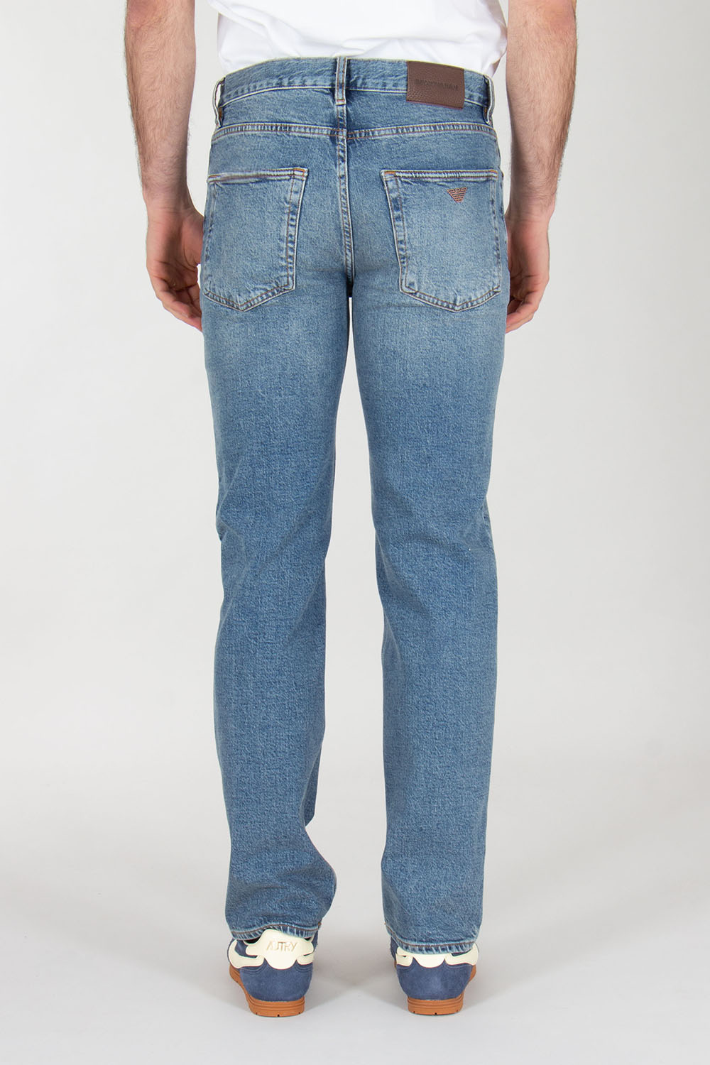 EMPORIO ARMANI Regular Fit Straight Leg Washed Denim Jeans