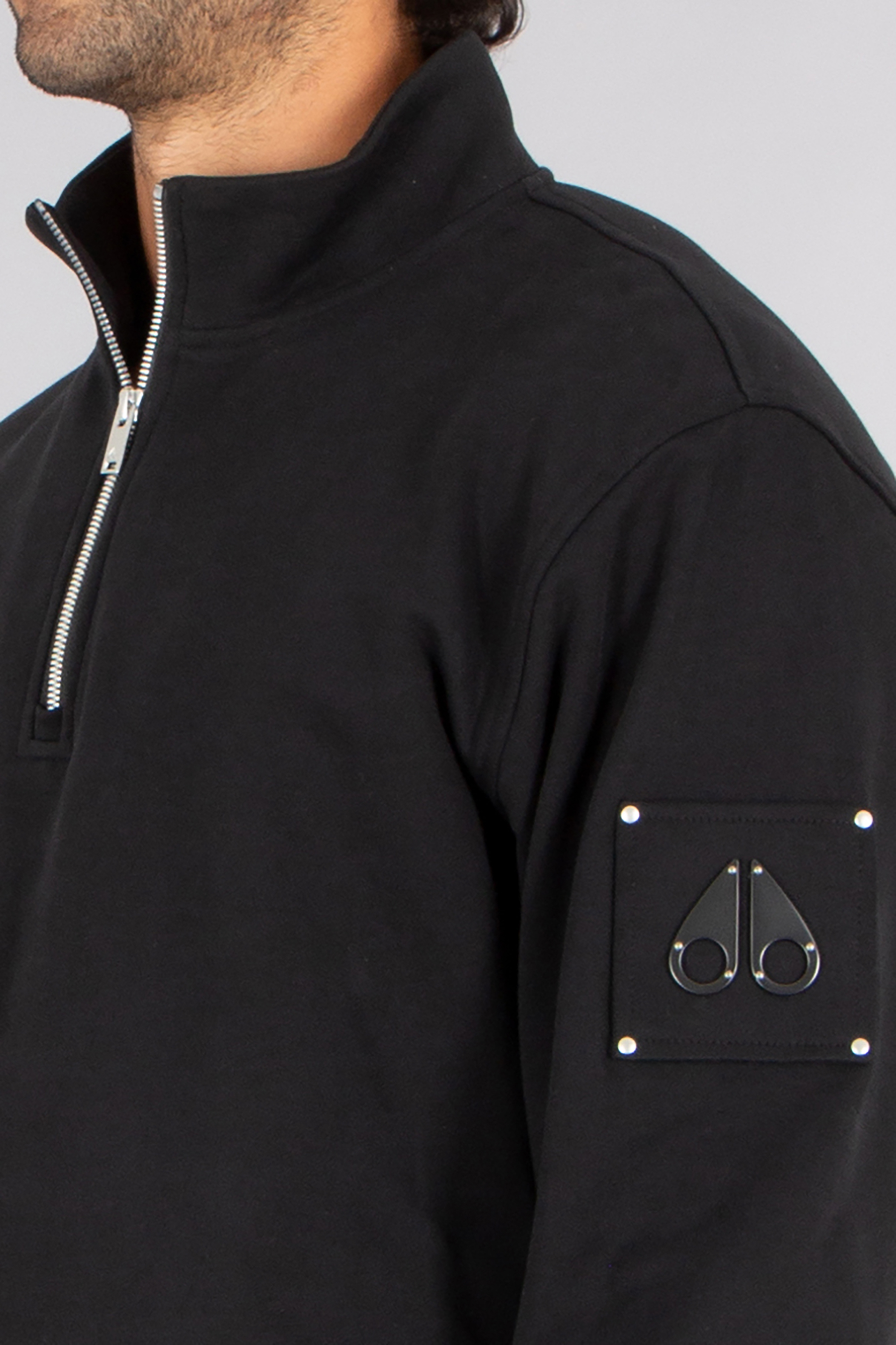 MOOSE KNUCKLES Regular Fit Cotton French Terry Quarter Zip Sweatshirt Hartsfield Bekleidung, Fleece, Mantel, Jacke, Langarm