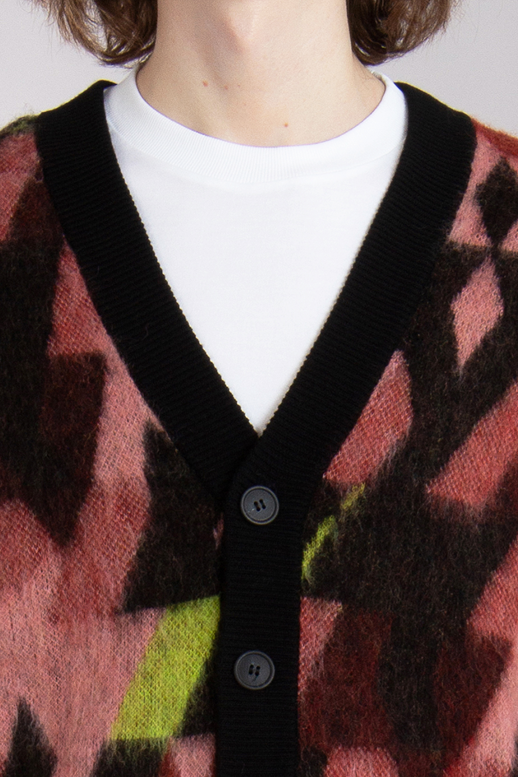 MAISON KITSUNÉ Graphic Mohair Blend Jacquard Cardigan MAISON KITSUNÉ Graphic Mohair Blend Jacquard Cardigan