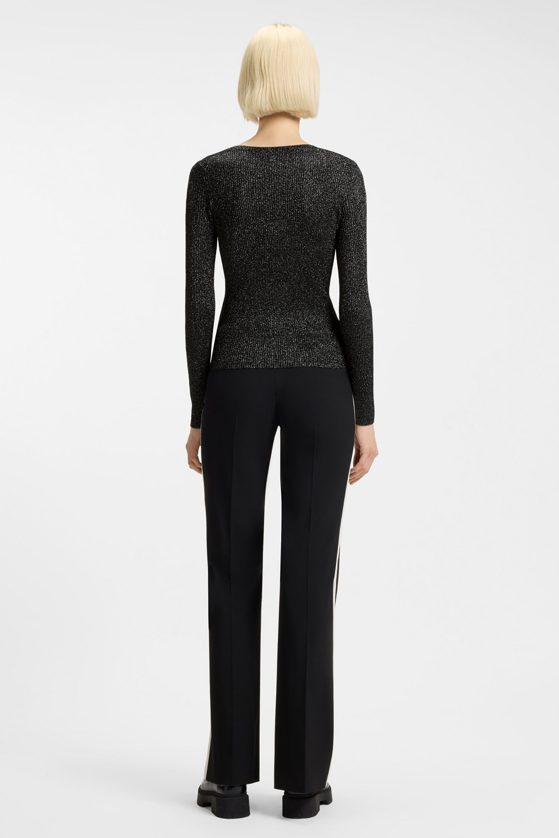 HUGO Slim Fit Sparkling Yarn Scoop Neck Sweater Sunessiny Hosen, Langarm, Erwachsener, Person, Frau
