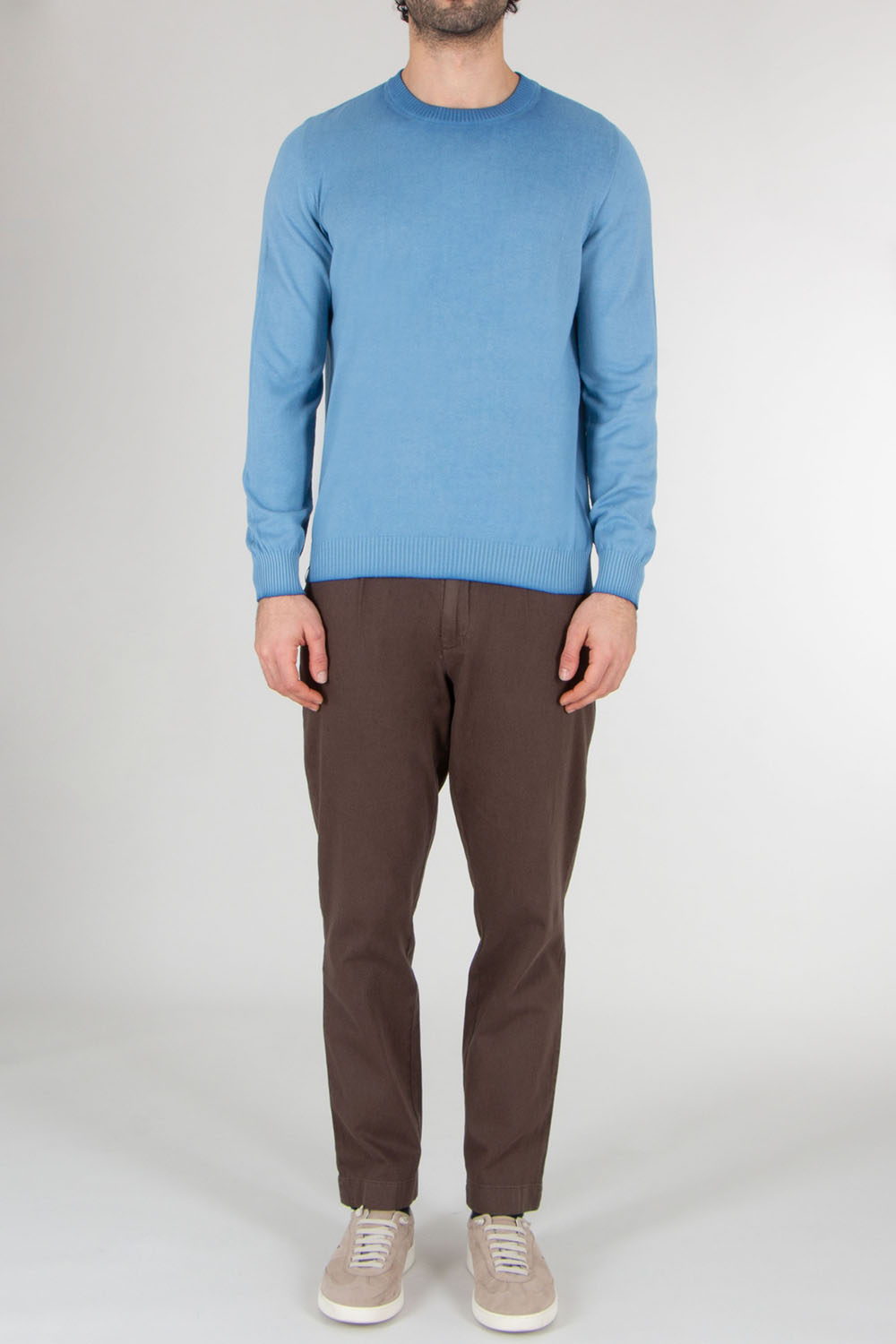 AROVESCIO Regular Fit Cotton Round Neck Sweater