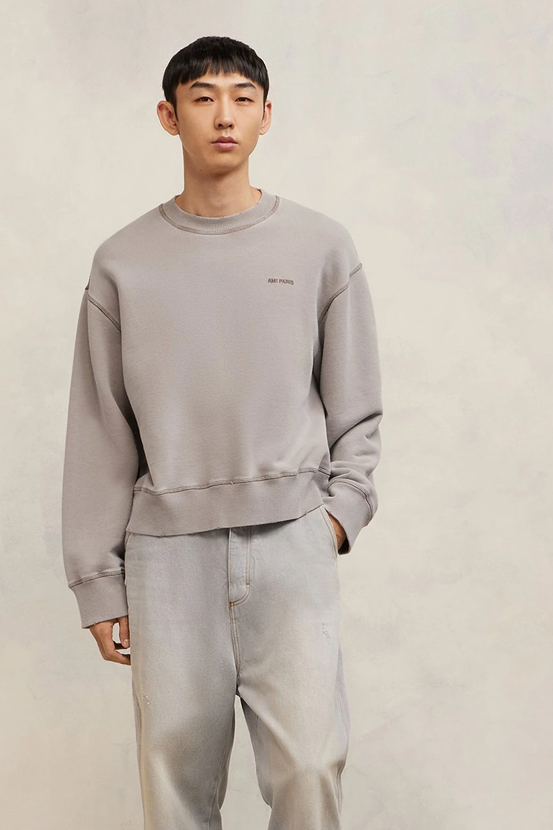 AMI PARIS Fade Out Cotton Fleece Sweatshirt