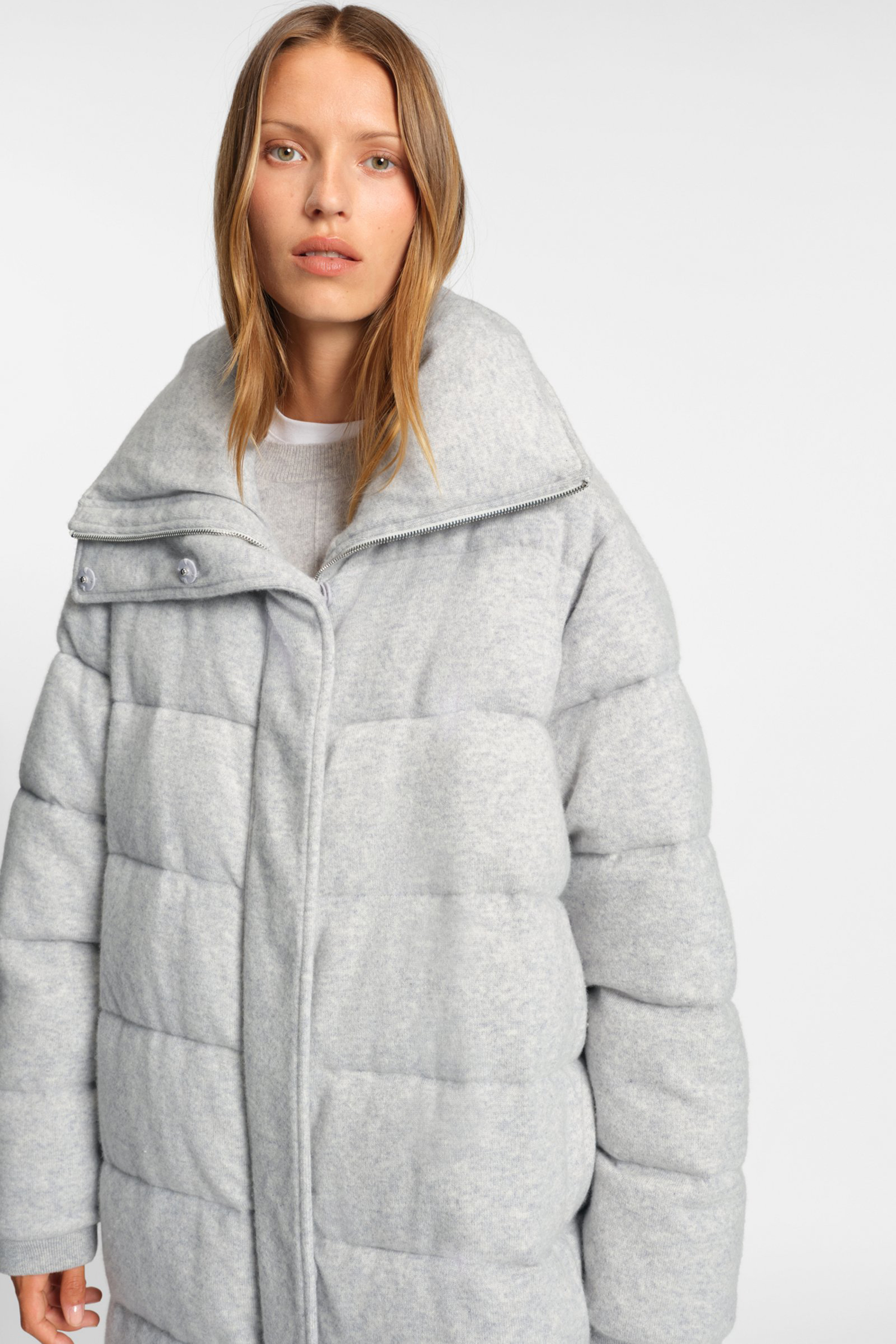 BOSS Relaxed Fit Padded Virgin Wool-Cashmere Blend Knitted Coat Fuyork Mantel, Fleece, Jacke, Person, Frau