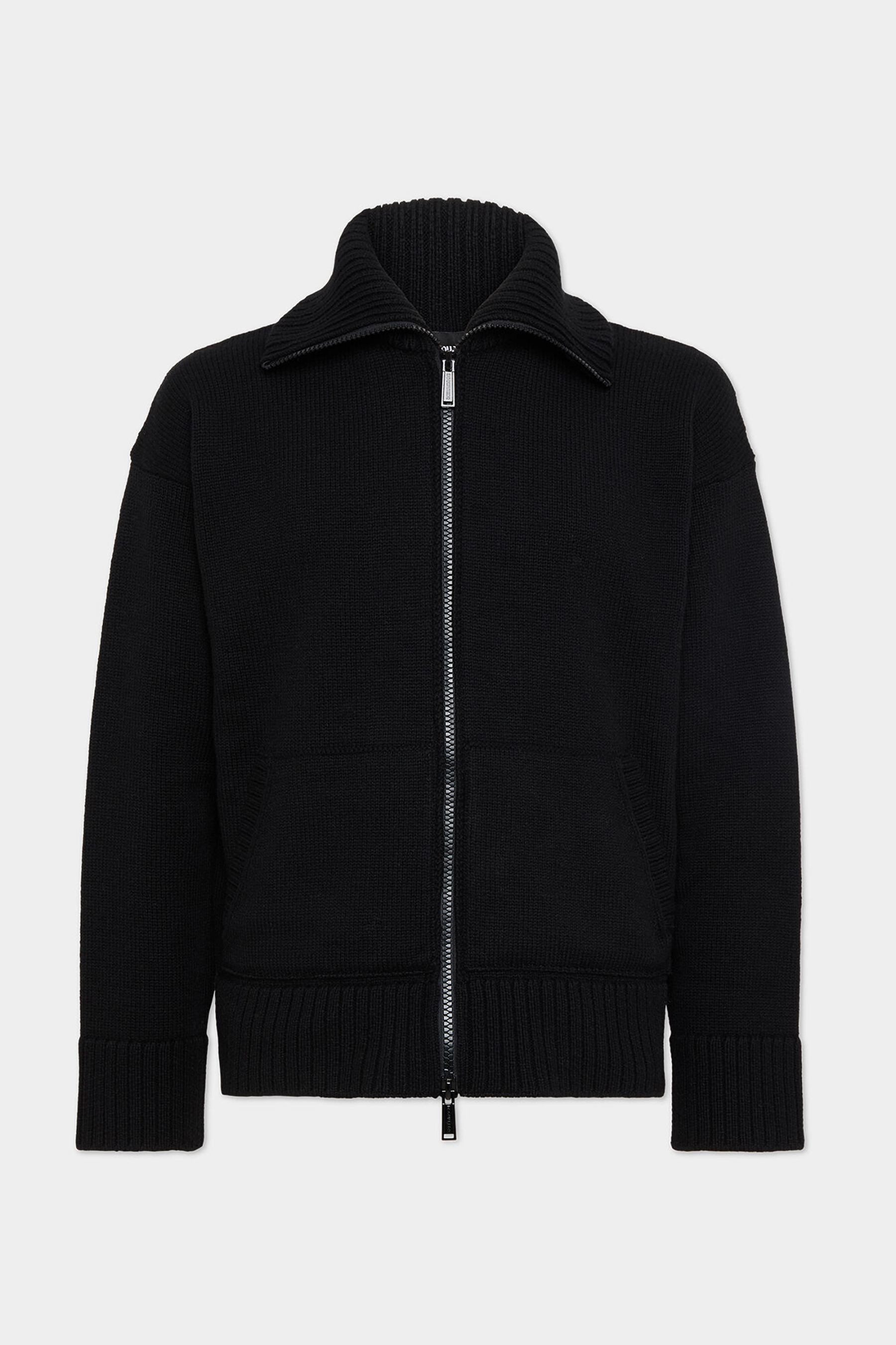 DSQUARED2 Relaxed Fit Fake Stitch Wool Zipped Cardigan Vlies, Pullover, Sweatshirt, Kapuzenpulli, Mantel