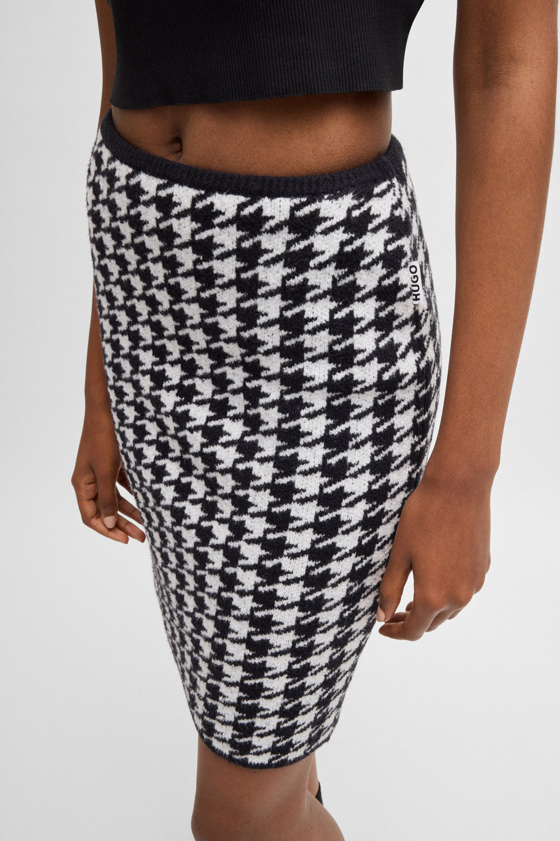 HUGO Houndstooth Organic Cotton Blend Mini Skirt Sorperia HUGO Houndstooth Organic Cotton Blend Mini Skirt Sorperia