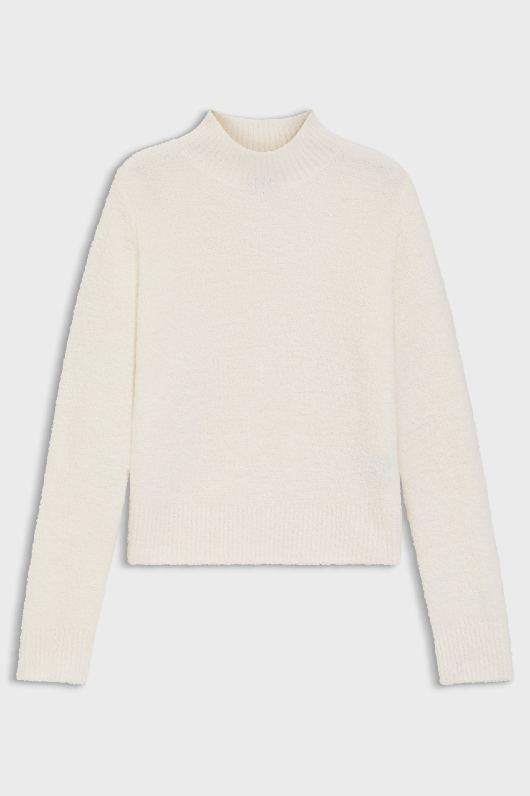 BOSS Regular Fit Wool-Cashmere Bouclé Mock Neck Sweater Fubrina Strickwaren, Pullover, Langarm, Ärmel, Sweatshirt