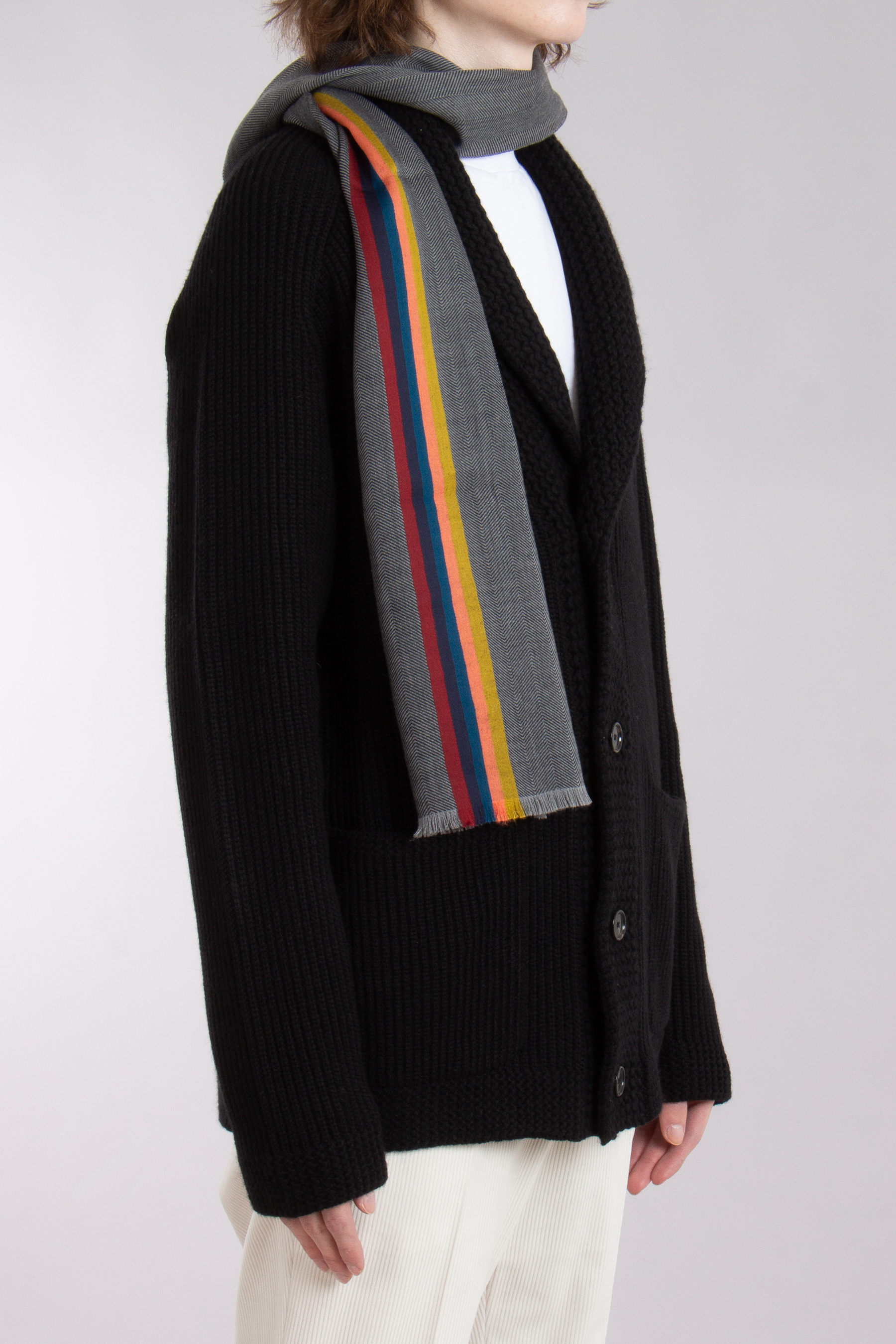 PAUL SMITH 'Artist Stripe' Band Herringbone Wool Blend Scarf