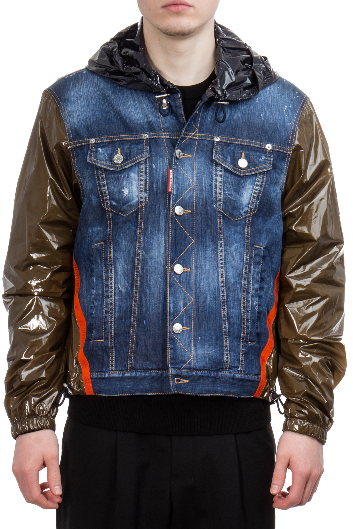 DSQUARED2 Cotton Stretch Denim & Nylon Ripstop Jacket DSQUARED2 Cotton Stretch Denim & Nylon Ripstop Jacket