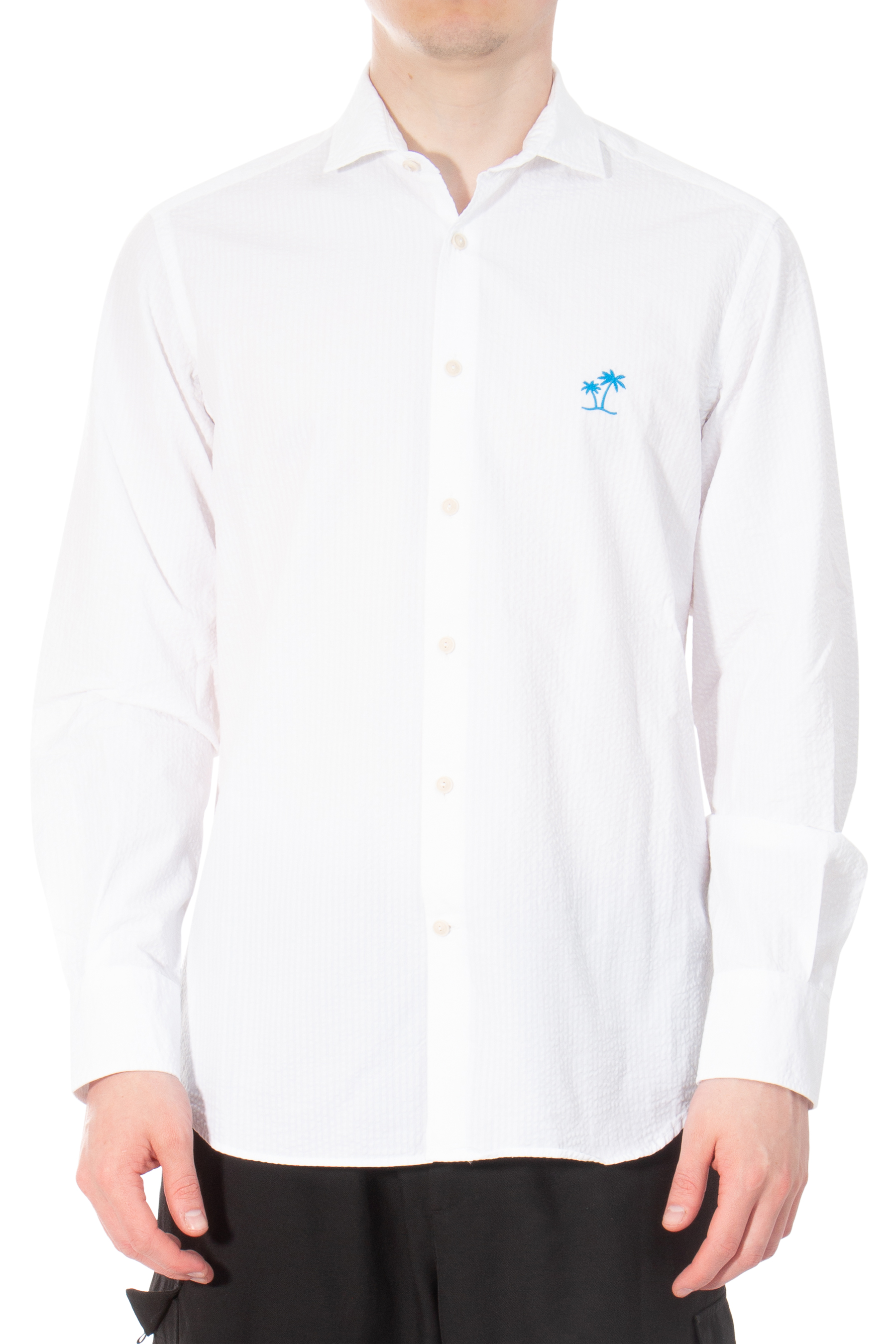 MC 2 SAINT BARTH Embroidered Seersucker Shirt MC 2 SAINT BARTH Embroidered Seersucker Shirt