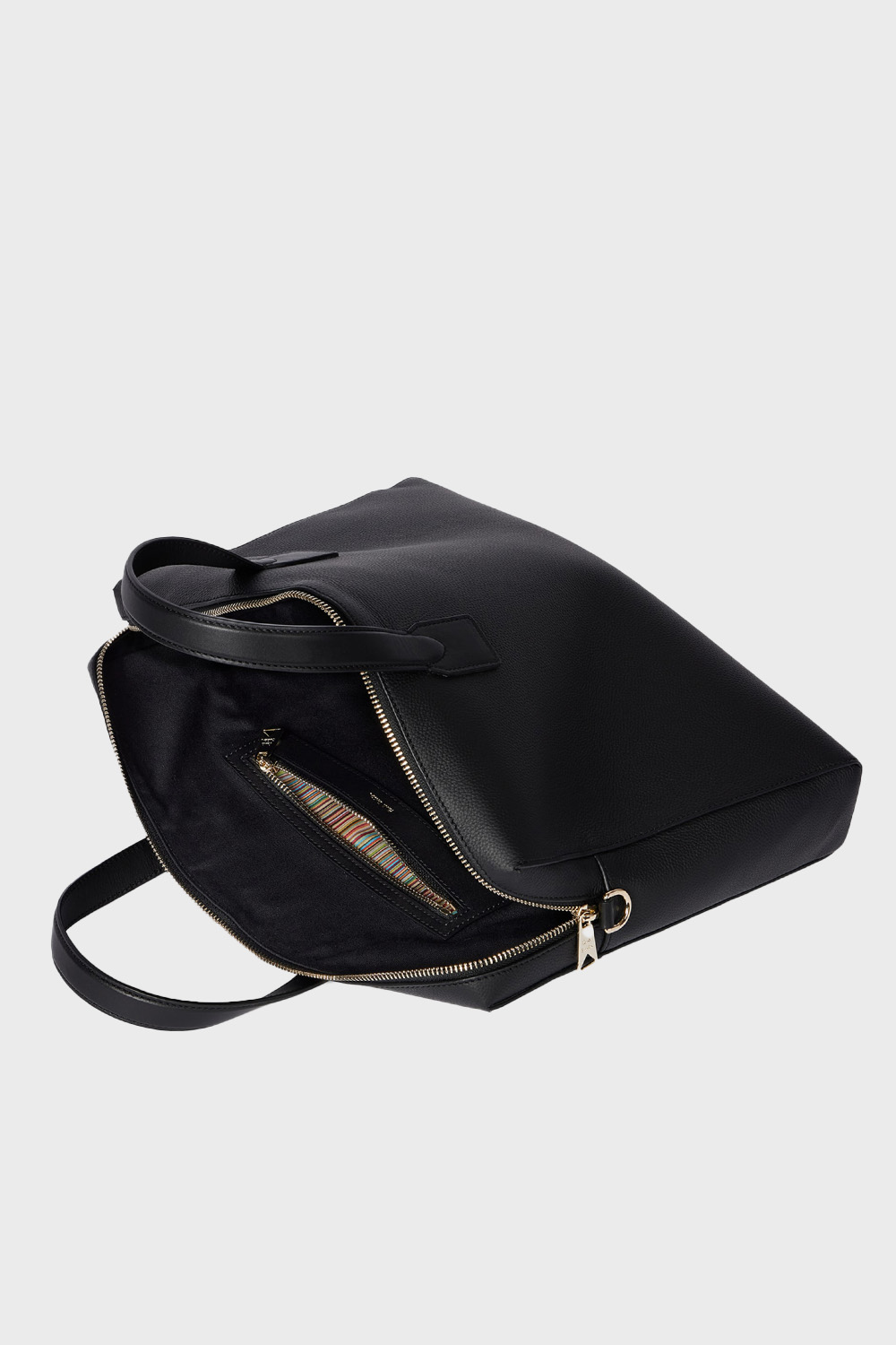 PAUL SMITH Leather 'Signature Stripe' Trim Double-Zip Folio Bag