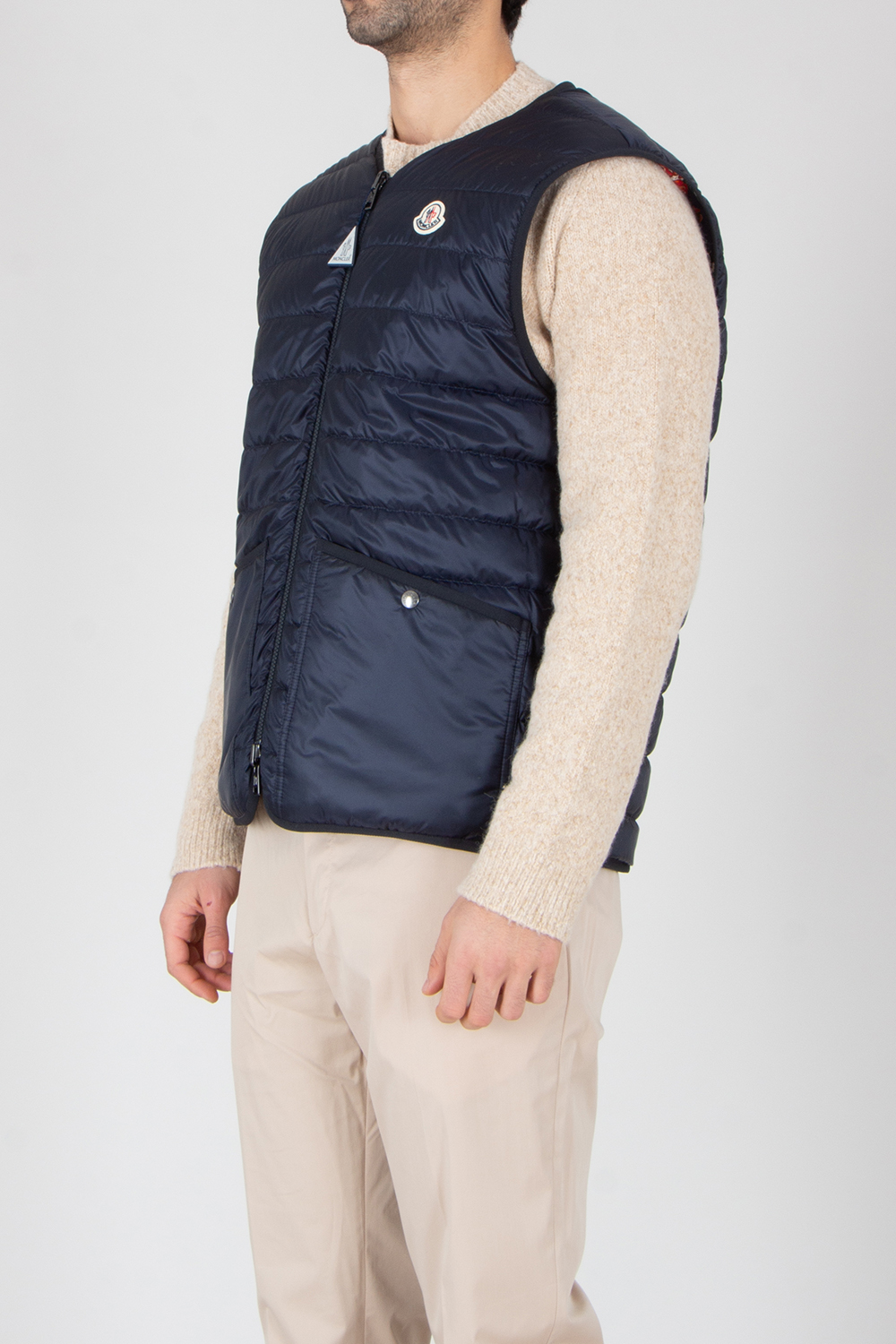 MONCLER Franqui Regular Fit Reversible Flower Print Cotton Poplin & Nylon Micro Ripstop Down Vest