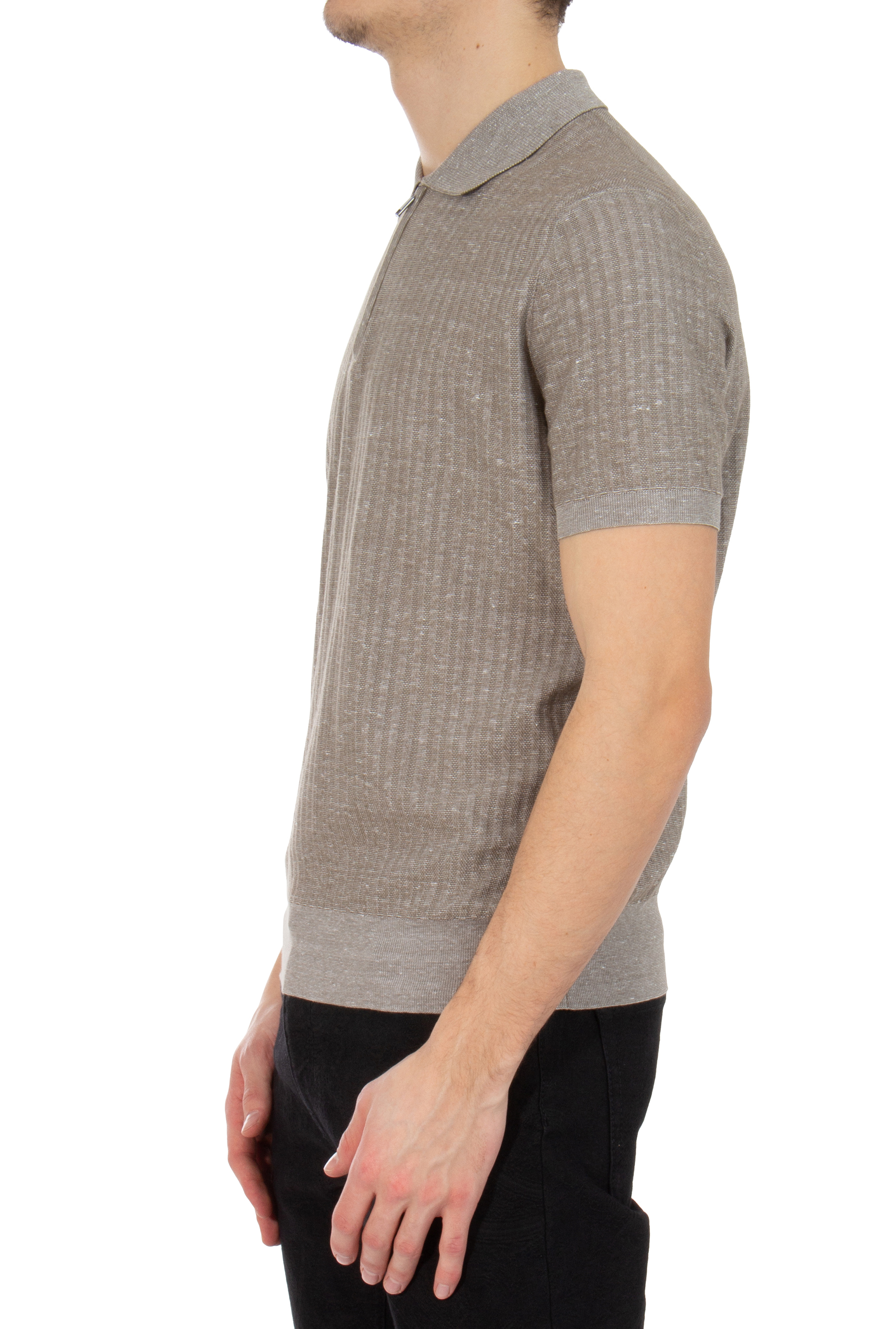 BRIONI Regular Fit Cotton-Linen-Silk-Cashmere Blend Knit Polo BRIONI Regular Fit Cotton-Linen-Silk-Cashmere Blend Knit Polo