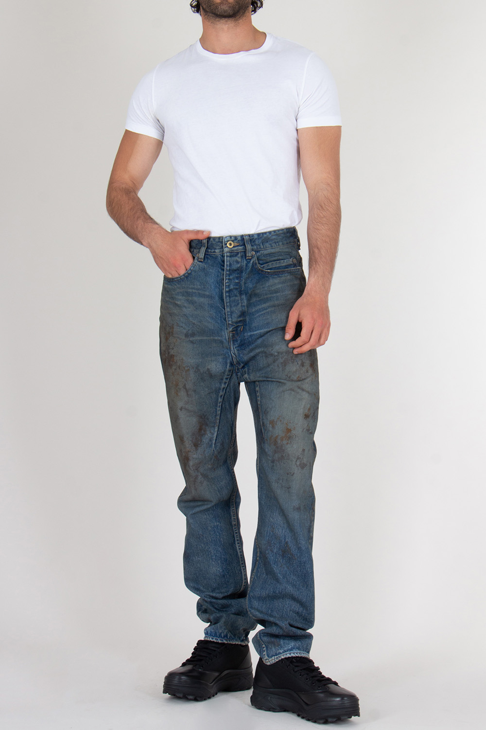 RICK OWENS DRKSHDW Relaxed Fit Distressed Denim Collapse Jeans