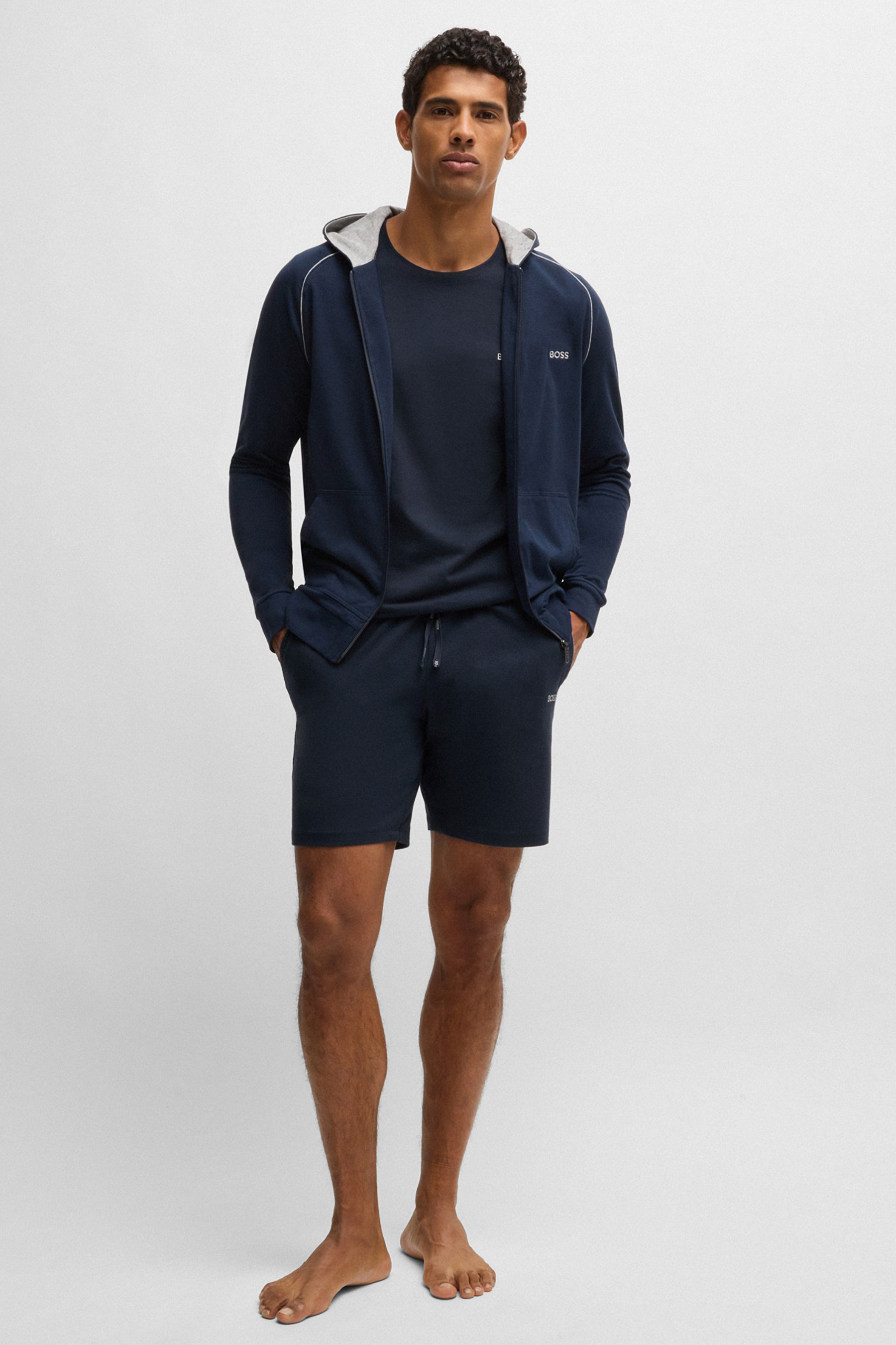 BOSS Regular Fit Embroidered Stretch Cotton Jersey Mix&Match Shorts